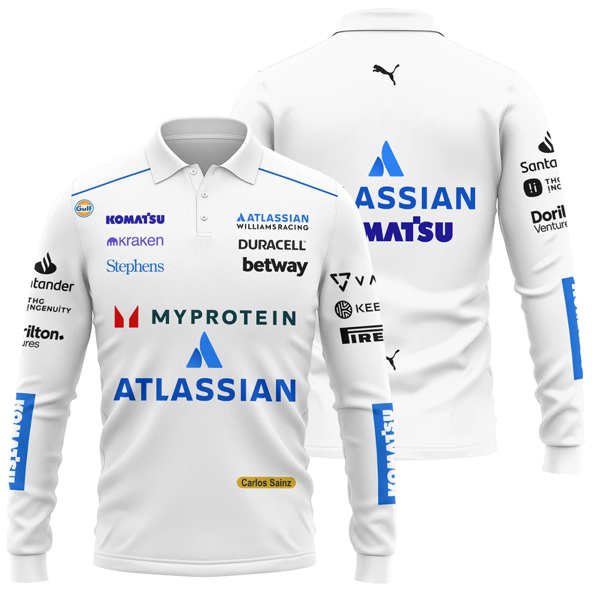 2025 Carlos Sainz Racing Suit Williams F1 Long Polo Shirt BLVACS190825A12LPL