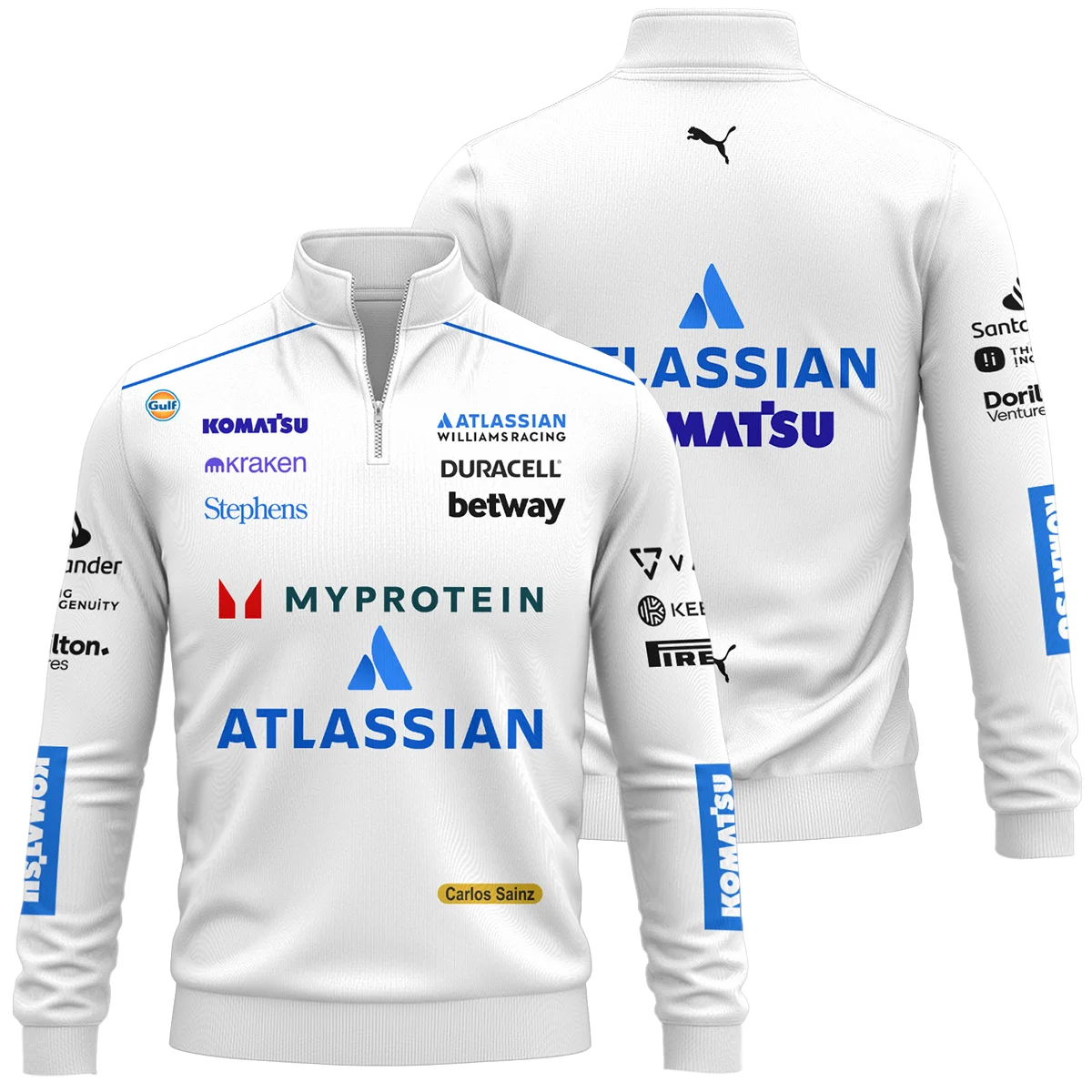 2025 Carlos Sainz Racing Suit Williams F1 Quarter-Zip Sweatshirt BLVACS190825A12QZS