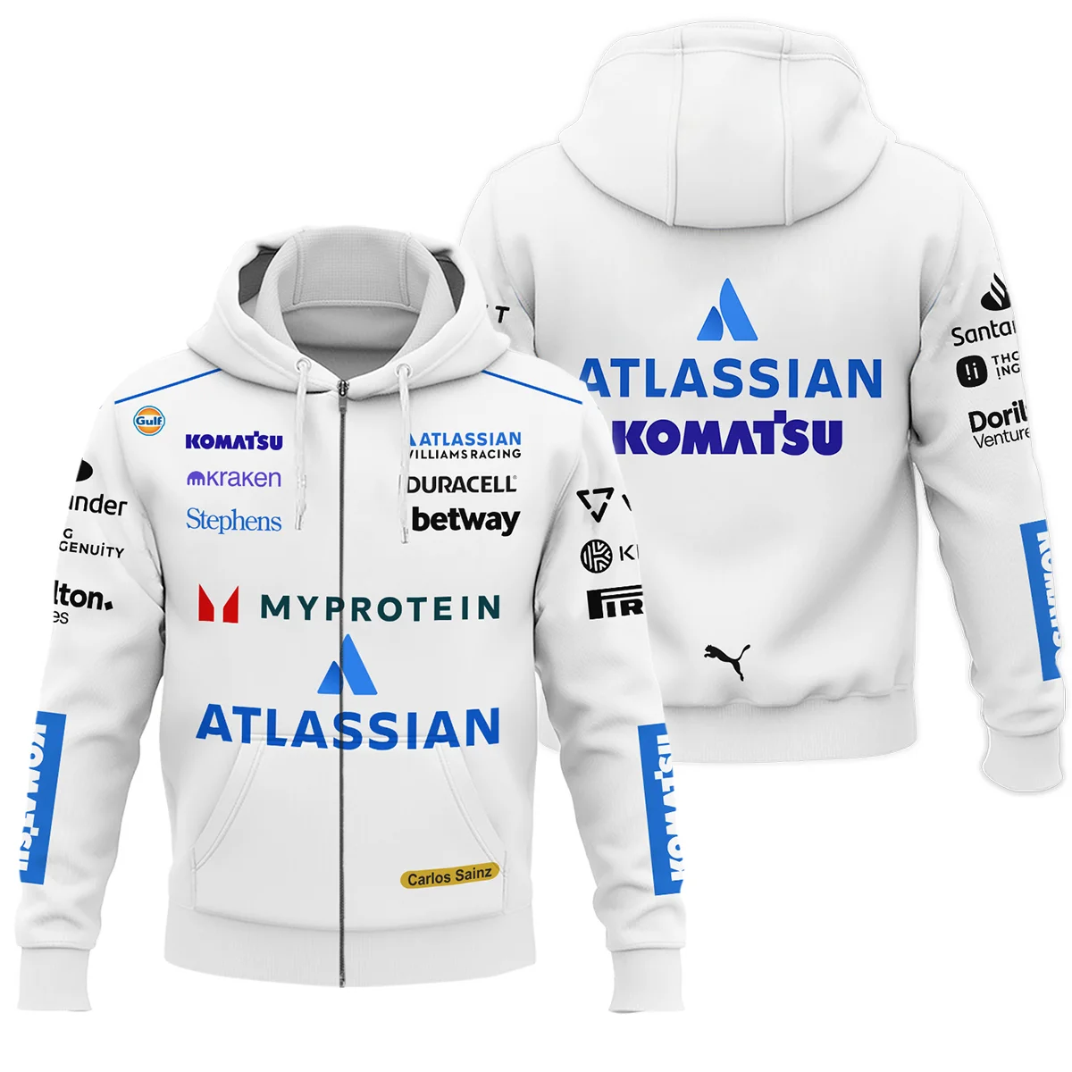 2025 Carlos Sainz Racing Suit Williams F1 Zipper Hoodie BLVACS190825A12ZHD