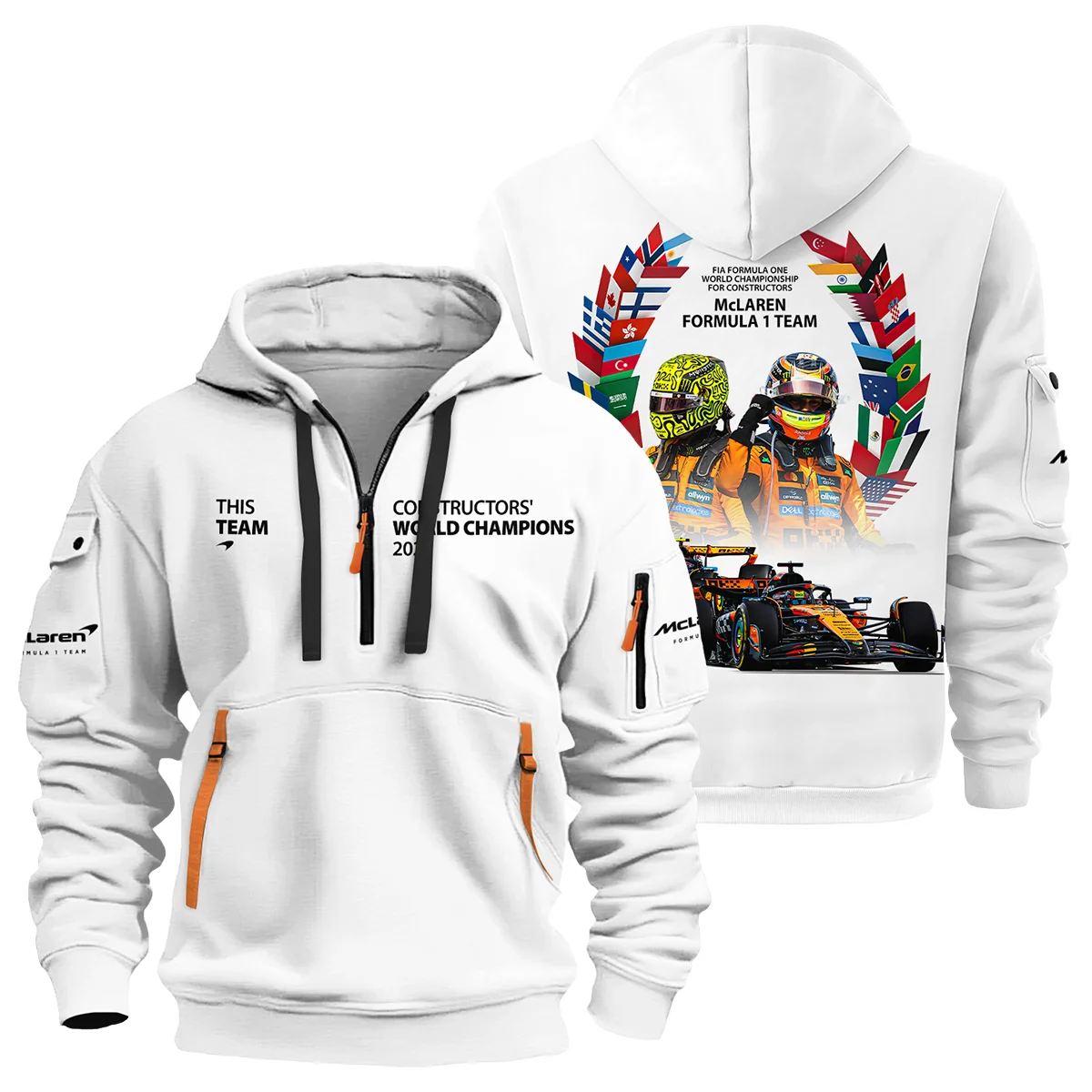 2025 Champions McLaren Formula One Hoodie Half Zip Unisex Motorsport Apparel BLMCL51025A5HDF