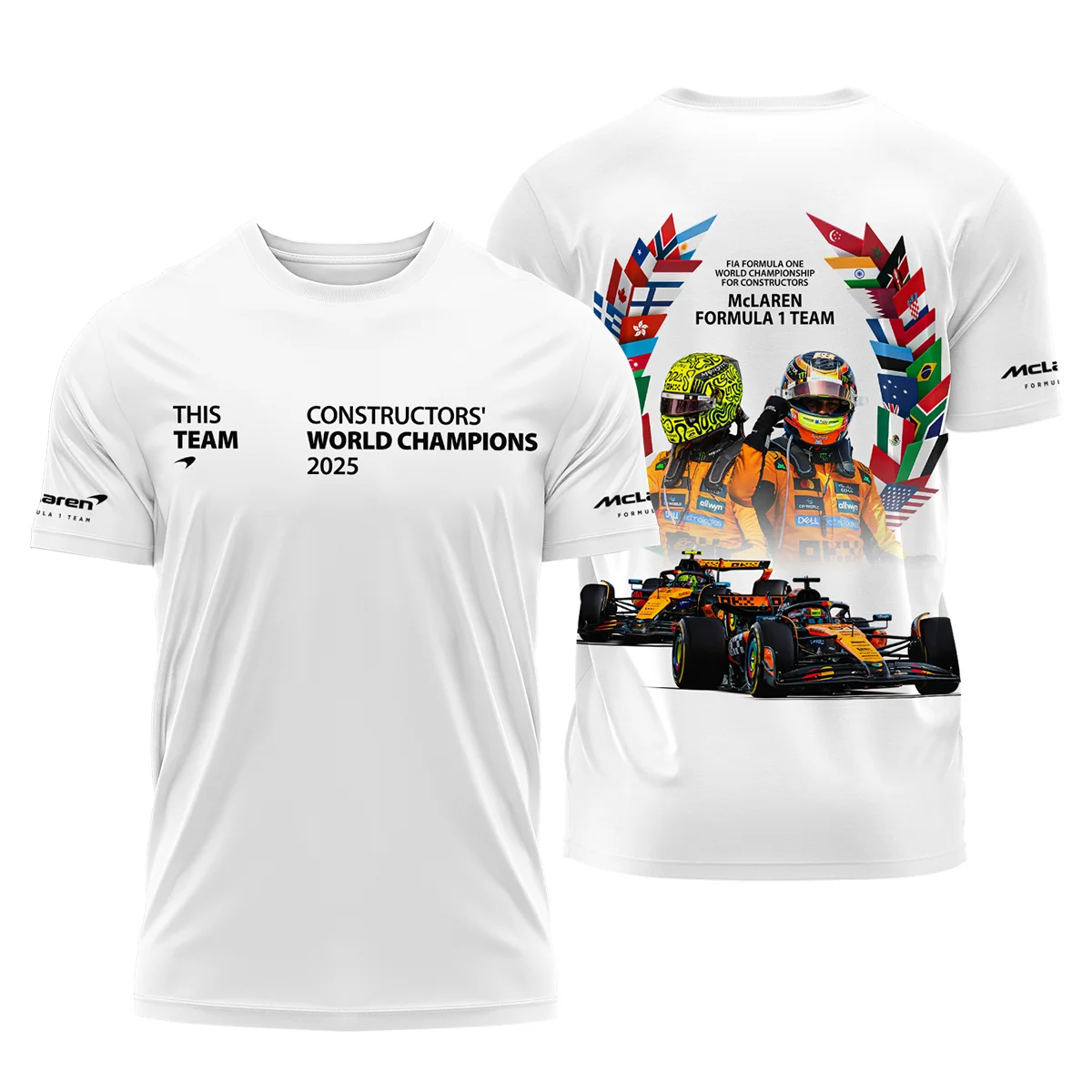 2025 Champions McLaren Formula One T-Shirt Unisex Motorsport Apparel BLMCL51025A5TS
