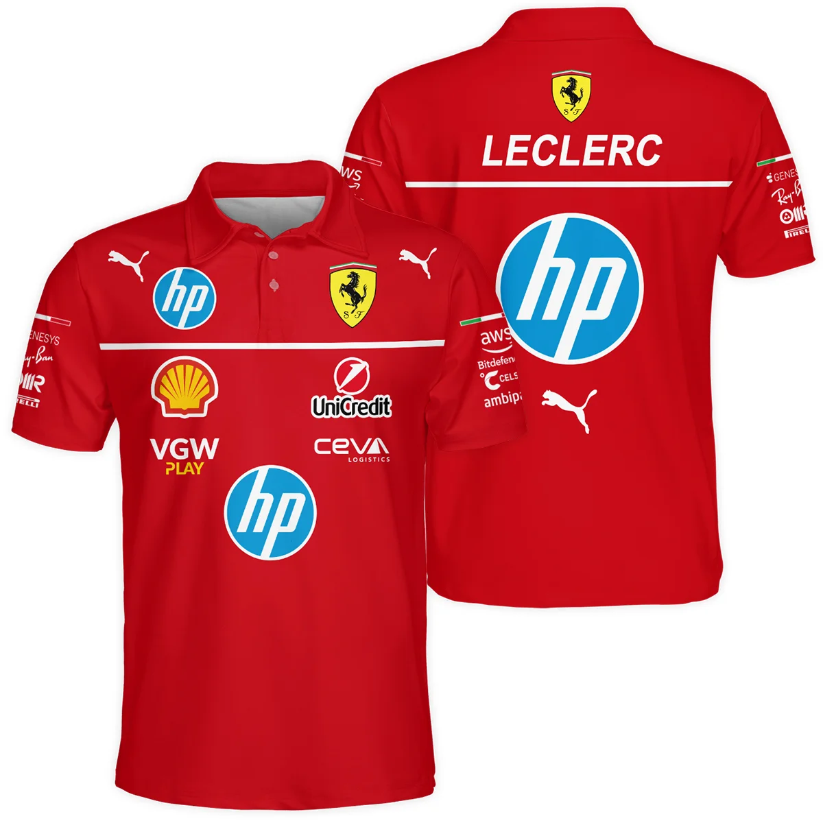 2025 Charles Leclerc Racing Suit Ferrari F1 Polo Shirt Unisex Motorsport Apparel BLVACL260825A7PL
