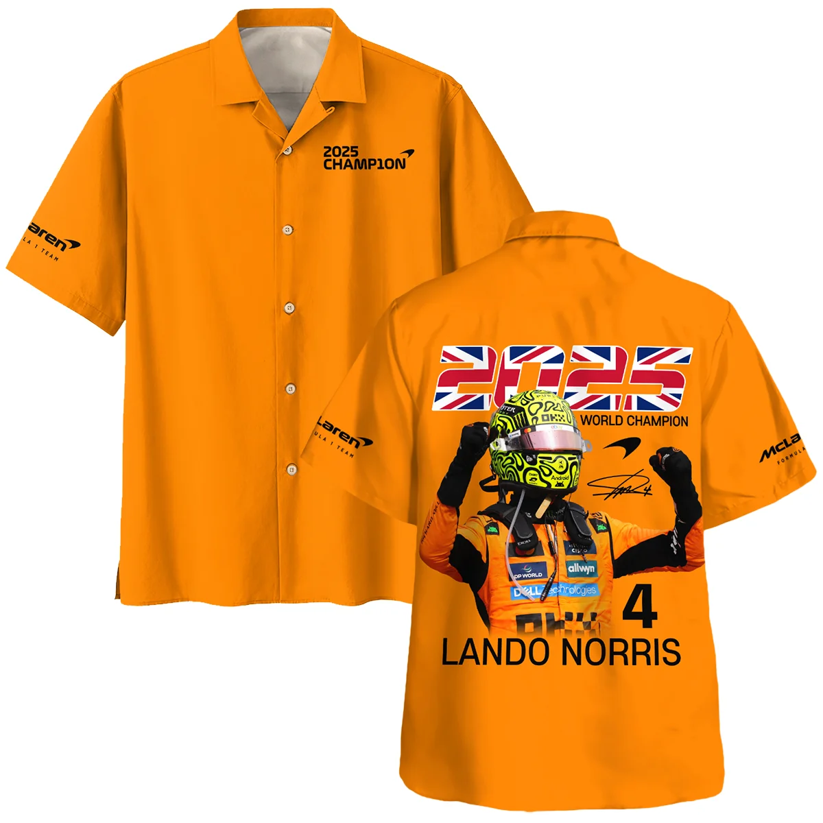 2025 Driver Champion Lando Norris McLaren F1 Team Hawaiian Shirt Unisex Motorsport Apparel BLNRWDCA9HW