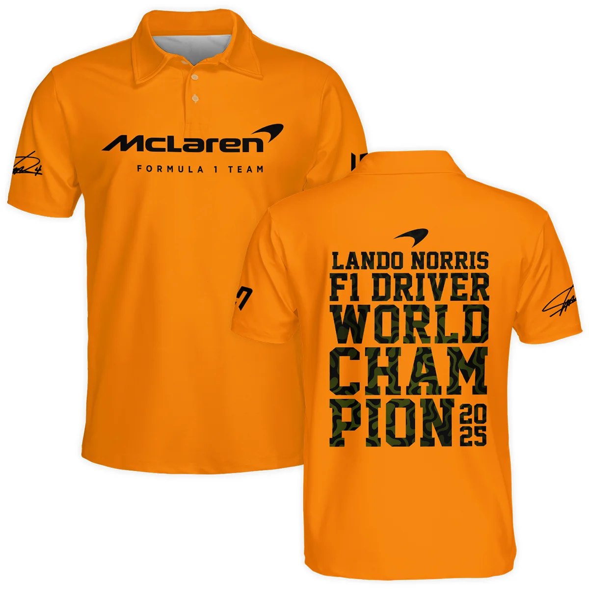 2025 F1 Driver Champion Lando Norris McLaren F1 Team Polo Shirt Unisex Motorsport Apparel BLNRWDCA6PL