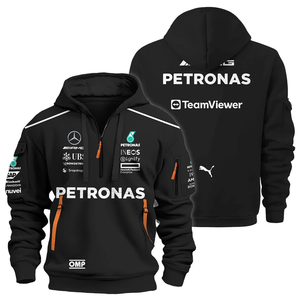 2025 George Russell Racing Suit Mercedes F1 Hoodie Half Zip Unisex Motorsport Apparel BLVAGR080925A1HDF