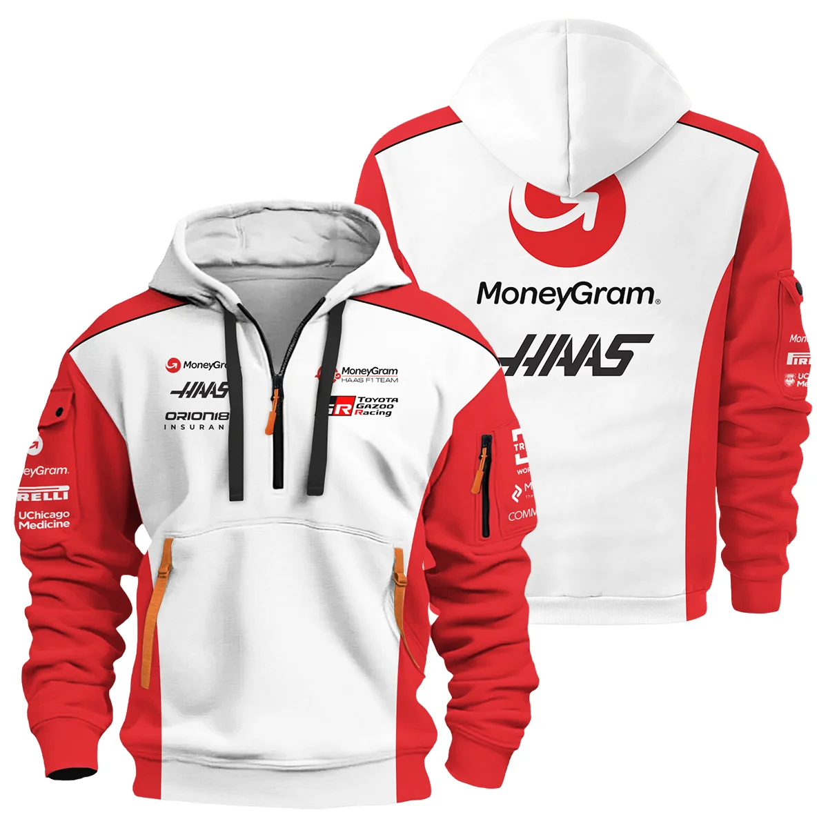 2025 Haas F1 Team Suit Hoodie Half Zipper Unisex Motorsport Apparel BLVA150725A02HAASHDF