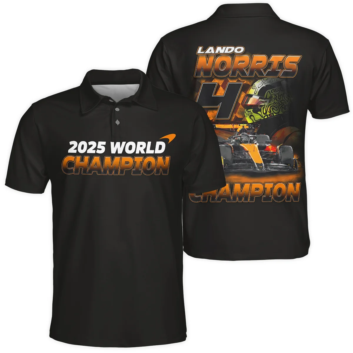 2025 Lando Norris 4 World Champion McLaren F1 Team Polo Shirt Unisex Motorsport Apparel BLNRWDCA8PL