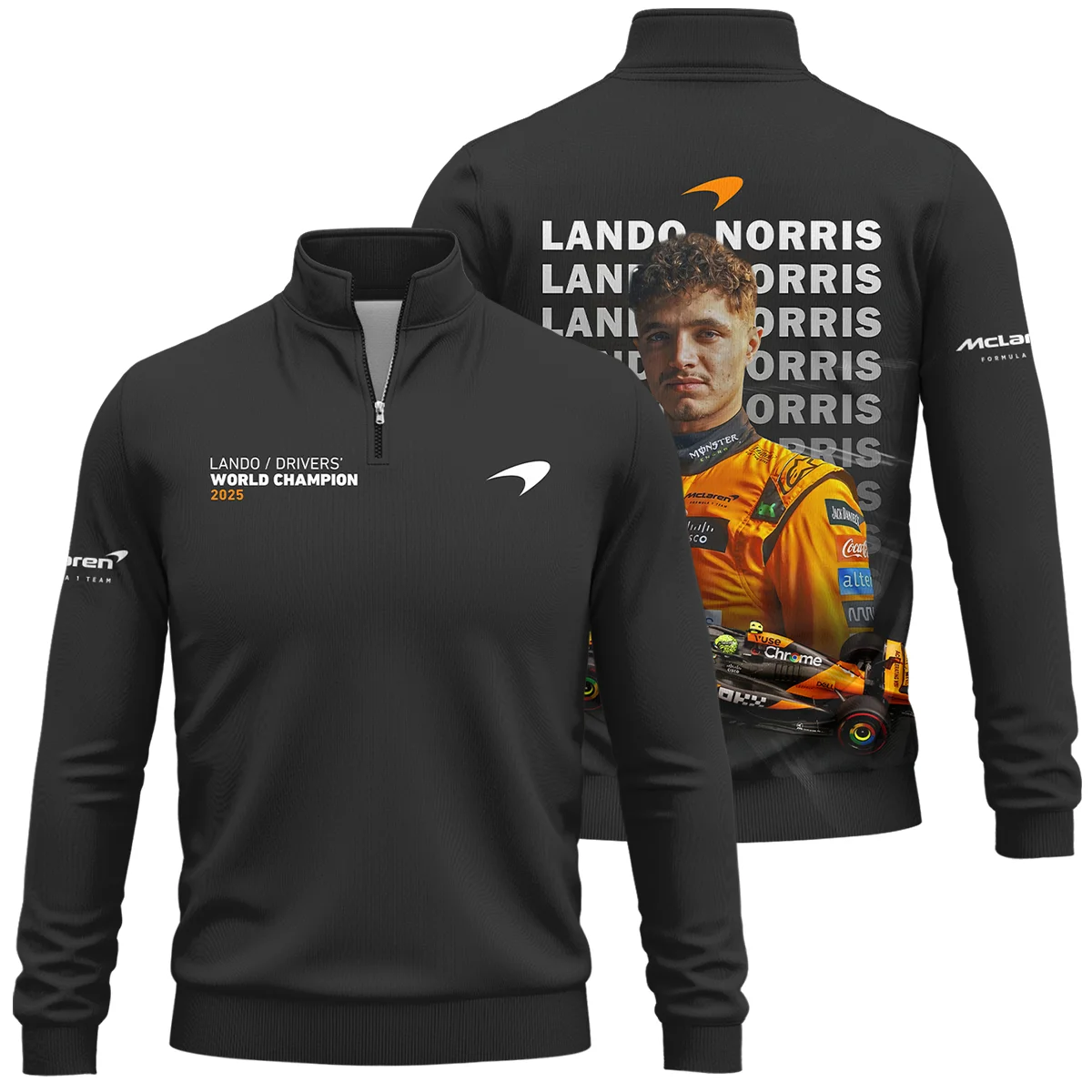 2025 MCL39 Champion Lando Norris McLaren F1 Team Quarter-Zip Sweatshirt Unisex Motorsport Apparel BLNRWDCA13QZS