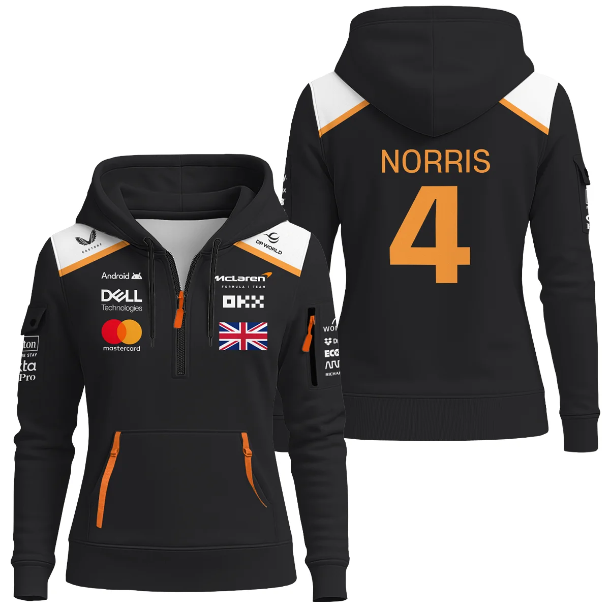 2025 McLaren Black Unisex Hoodie Half Zipper BLF120625A8HDF