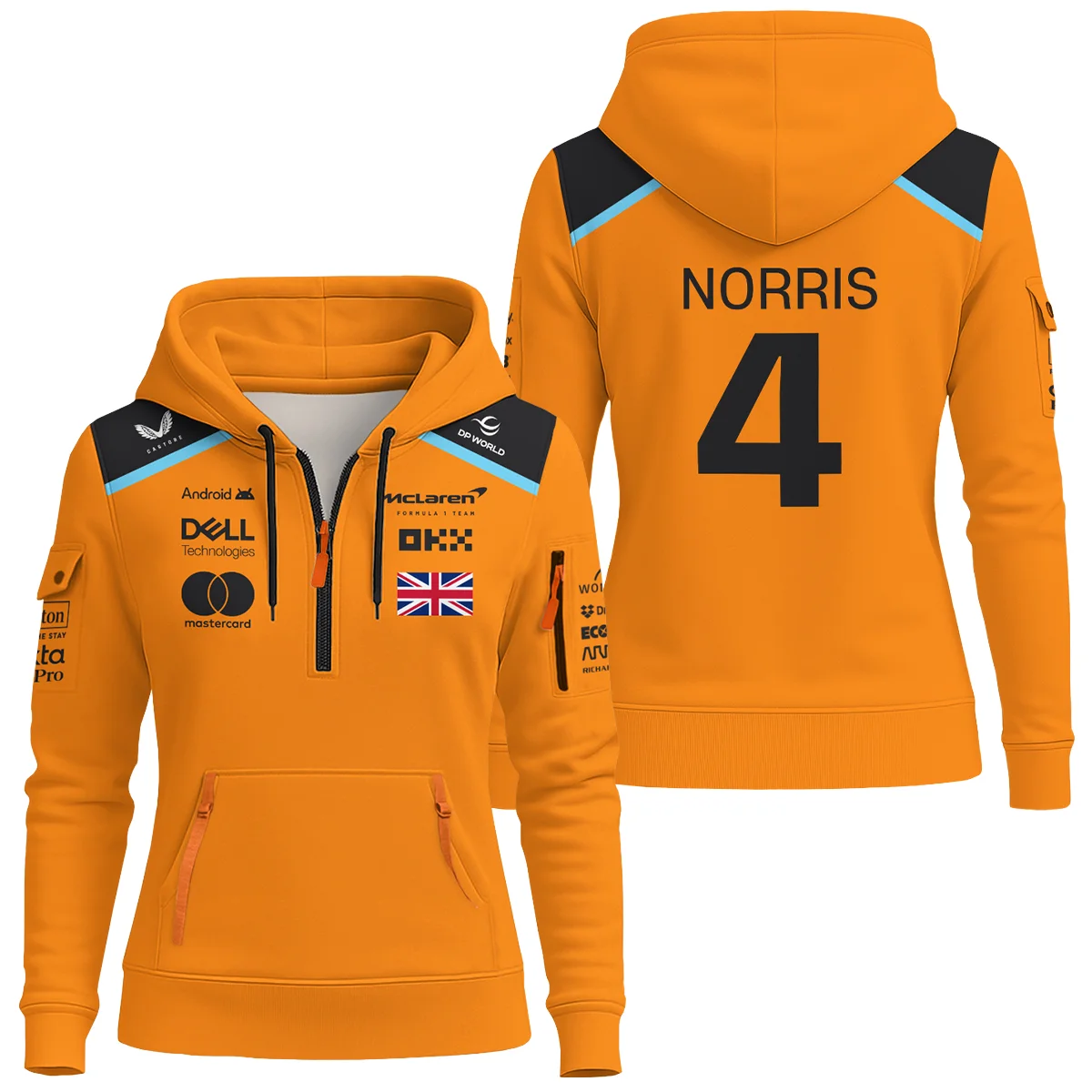 2025 McLaren Papaya Unisex Hoodie Half Zipper BLF120625A4HDF