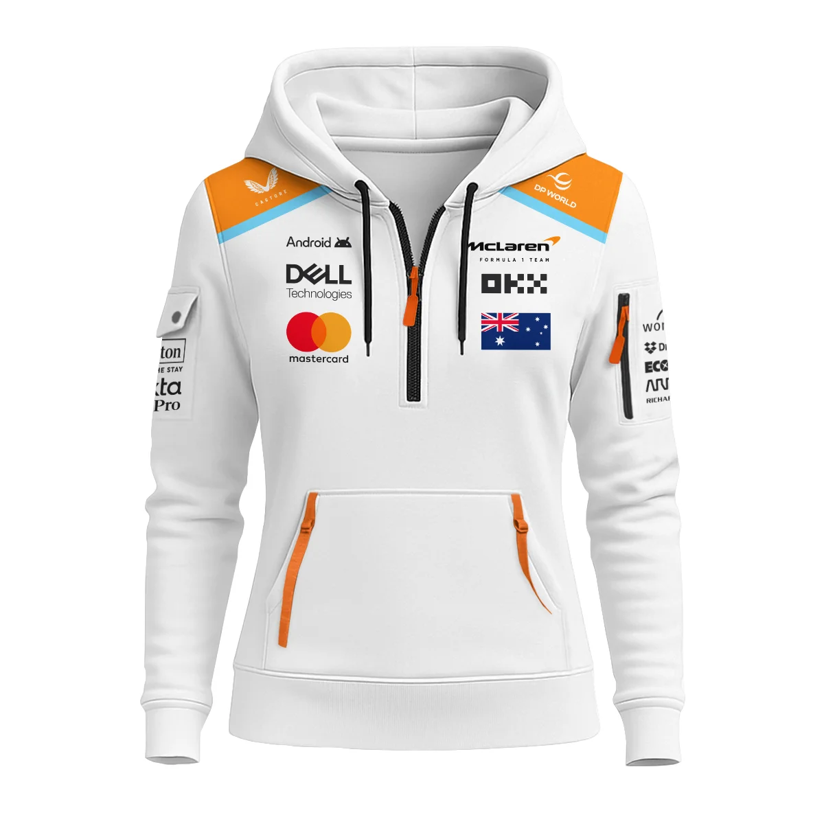 2025 McLaren White Unisex Hoodie Half Zipper BLF120625A5HDF - Image 2