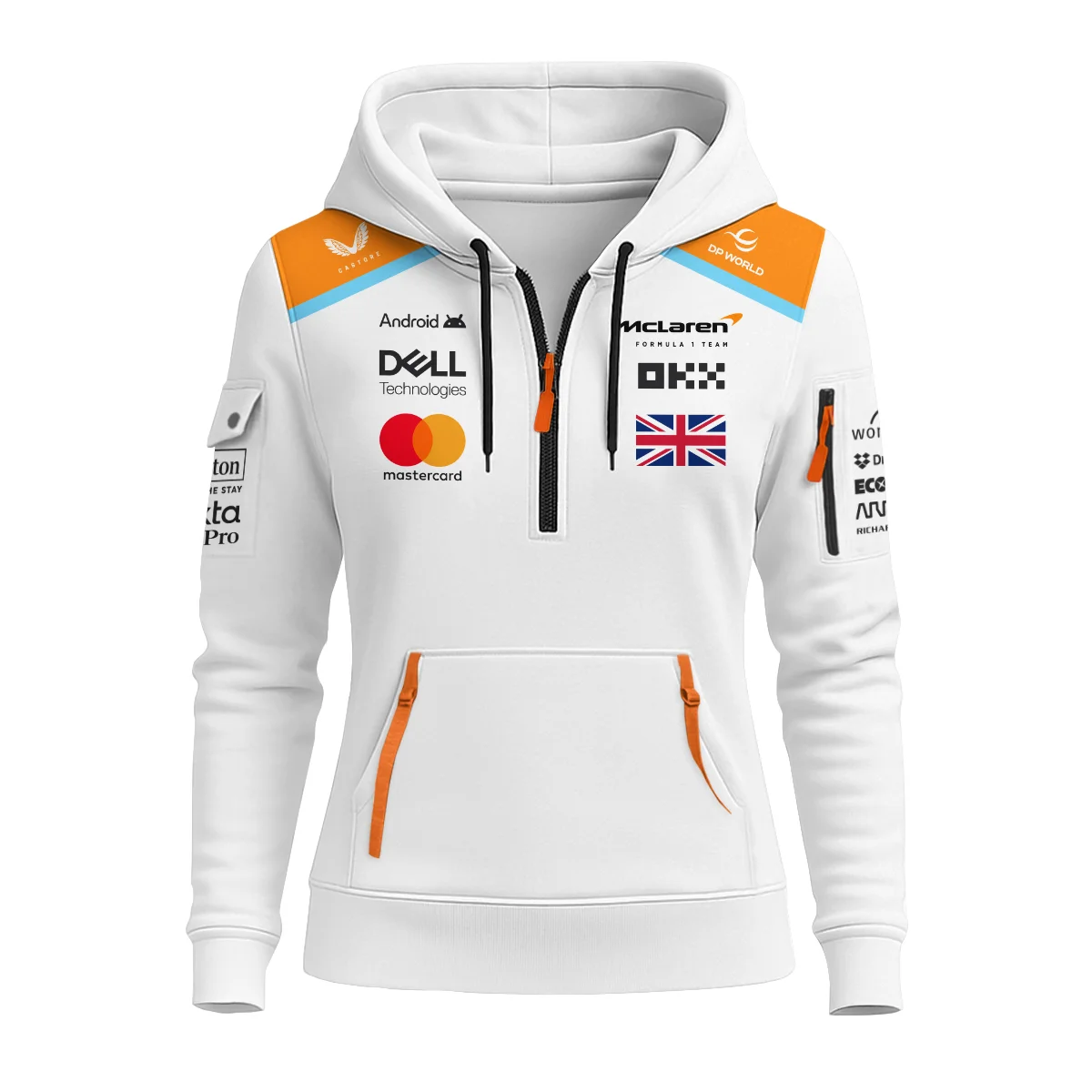 2025 McLaren White Unisex Hoodie Half Zipper BLF120625A6HDF - Image 2