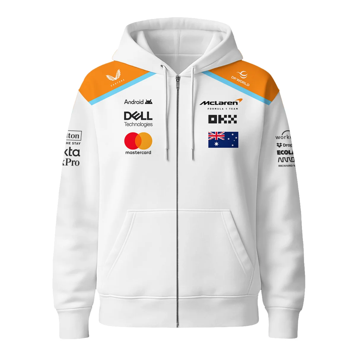 2025 McLaren White Unisex Zipper Hoodie BLF120625A5ZHD - Image 2