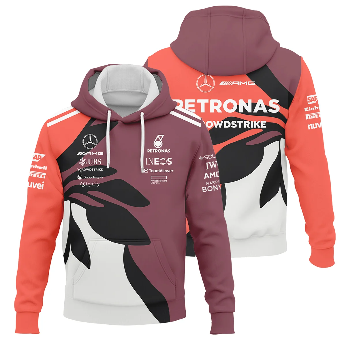 2025 Miami Floral Mercedes-AMG Petronas F1 Logo Hoodie Unisex Motorsport Apparel BLMER6525A3HD