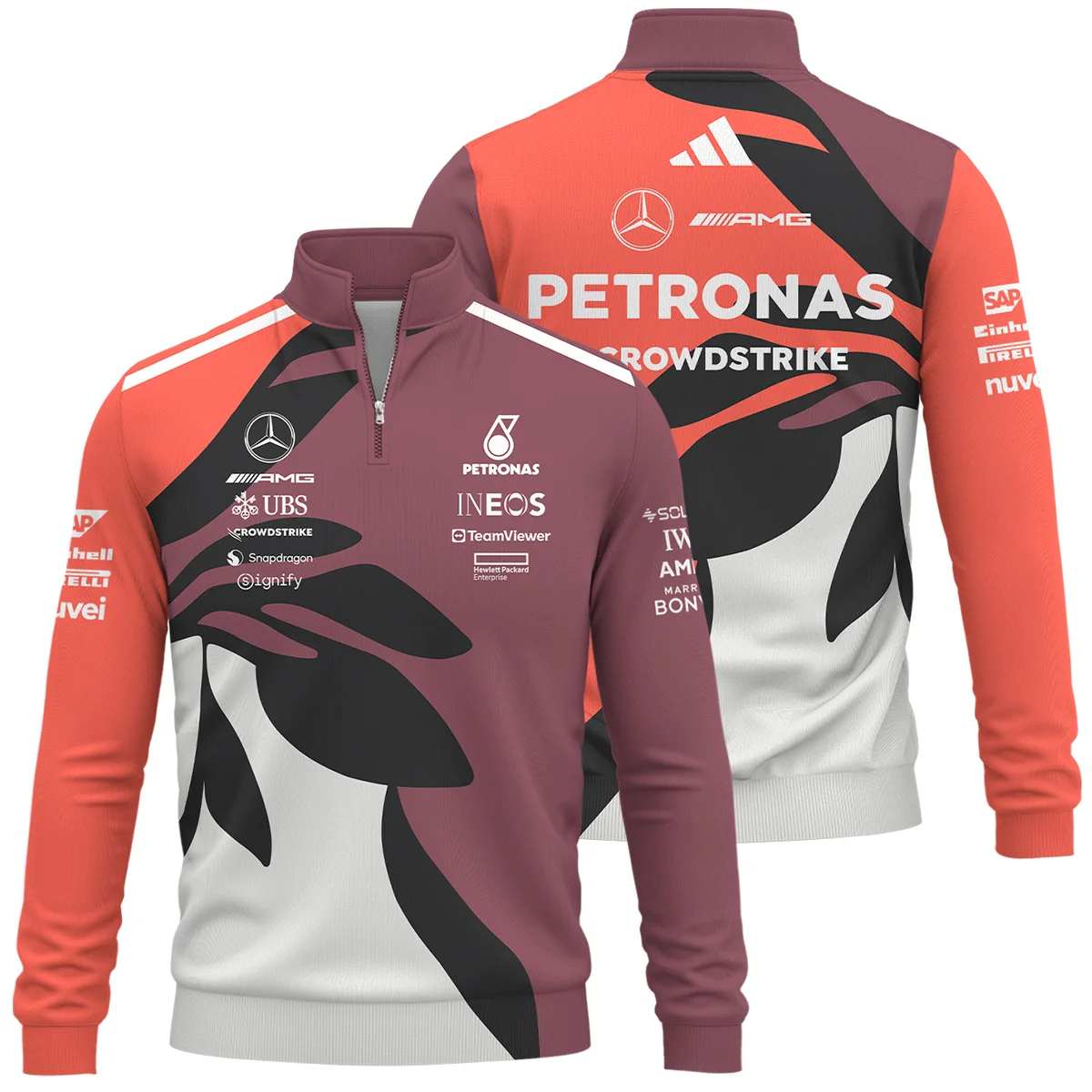 2025 Miami Floral Mercedes-AMG Petronas F1 Quarter-Zip Sweatshirt All Over Prints Unisex Motorsport Apparel BLMER6525A3QTZ