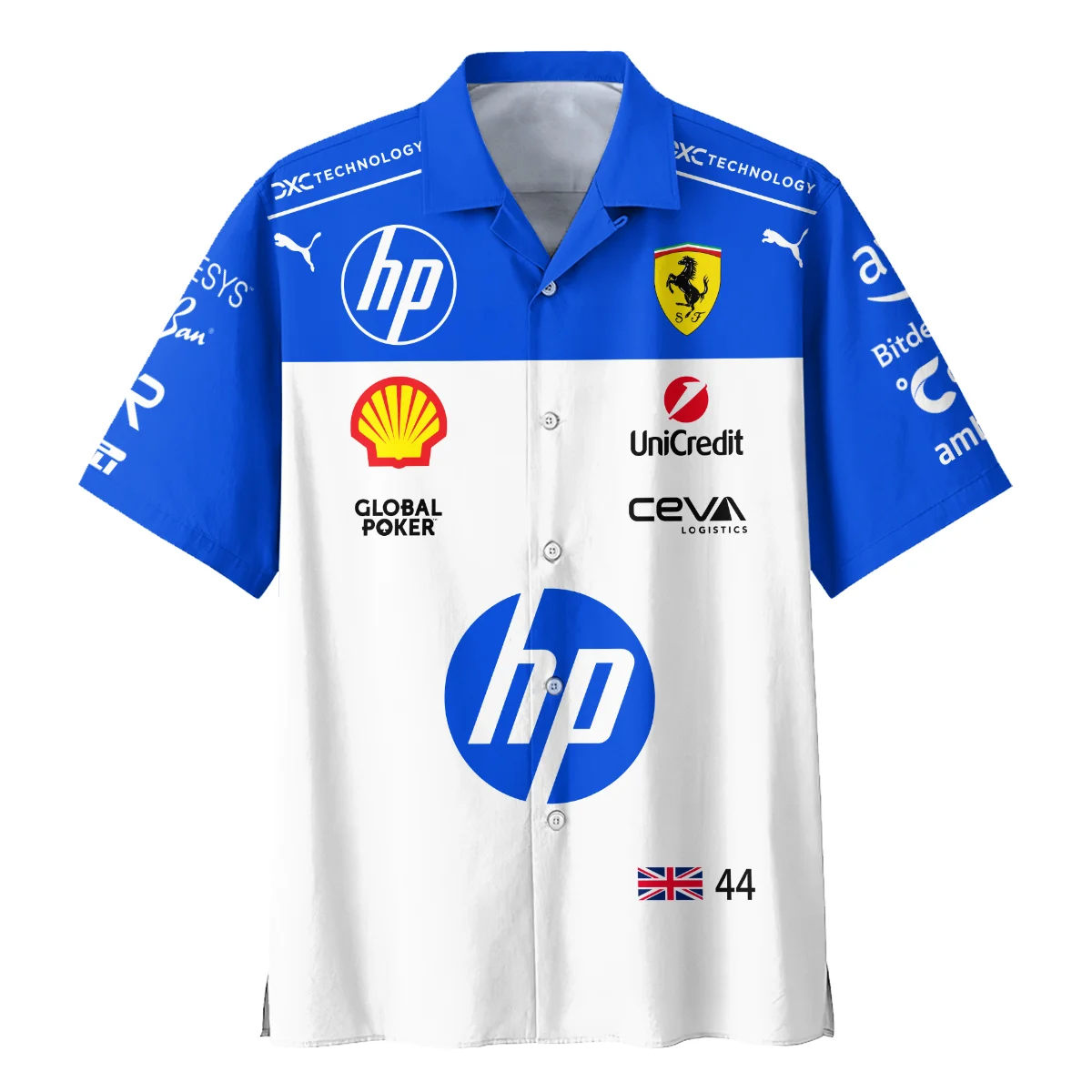 2025 Miami GP Lewis Hamilton Racing Suit Ferrari F1 Hawaiian Shirt BLVALH180825A1HW - Image 2