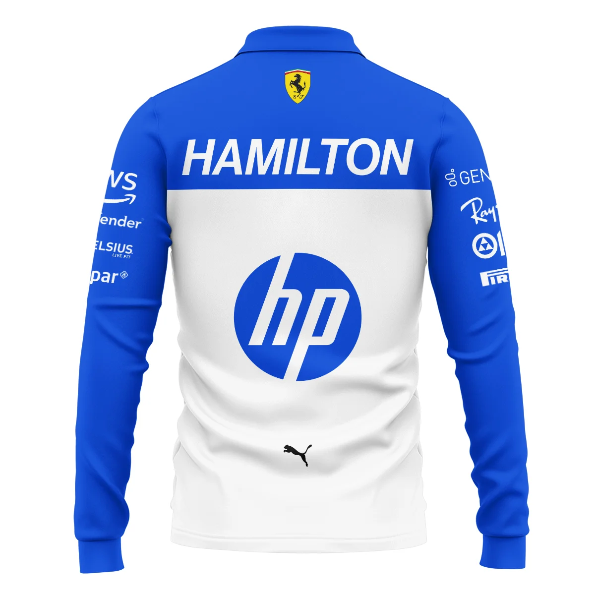 2025 Miami GP Lewis Hamilton Racing Suit Ferrari F1 Long Polo Shirt BLVALH180825A1LPL - Image 3