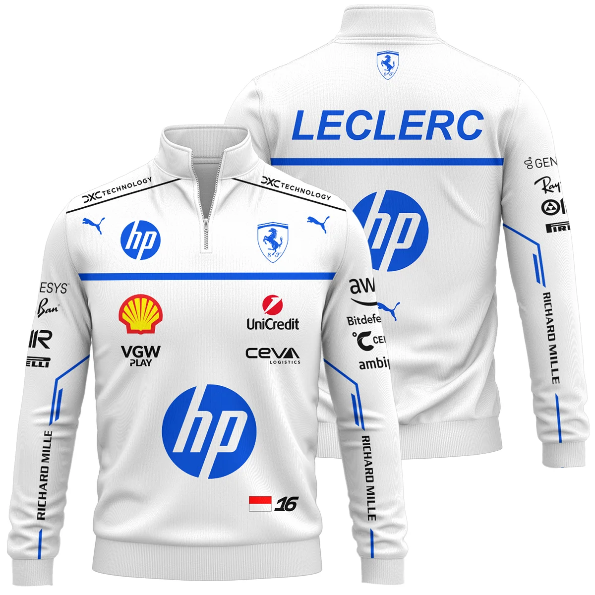 2025 Monaco GP Charles Leclerc Racing Suit Renault F1 Quarter-Zip Sweatshirt BLVACL260825A2QZS