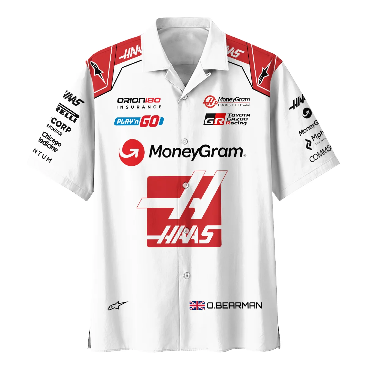 2025 Oliver Bearman Race Suit Haas F1 Team - Hawaiian Shirt BLOB151125A2HW - Image 2