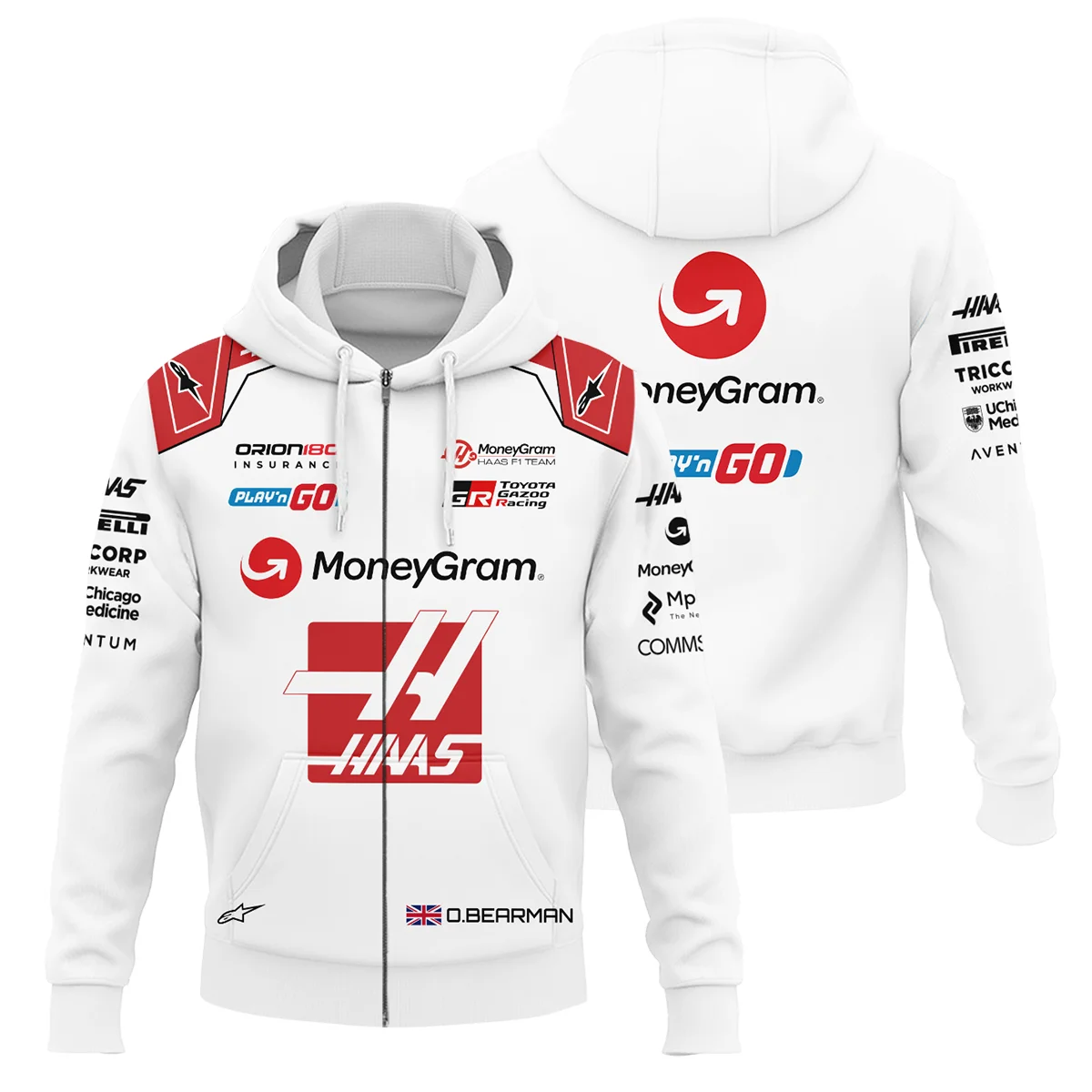 2025 Oliver Bearman Race Suit Haas F1 Team - Zipper Hoodie BLOB151125A2ZHD
