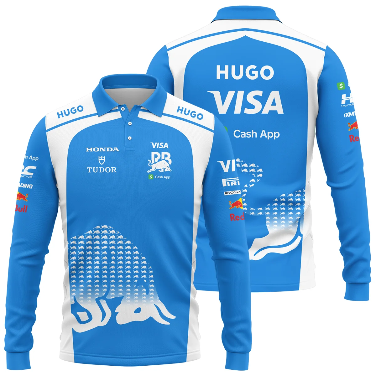 2025 Racing Bulls F1 Team Suit Long Polo Shirt BLVA110725A02RCBLPL