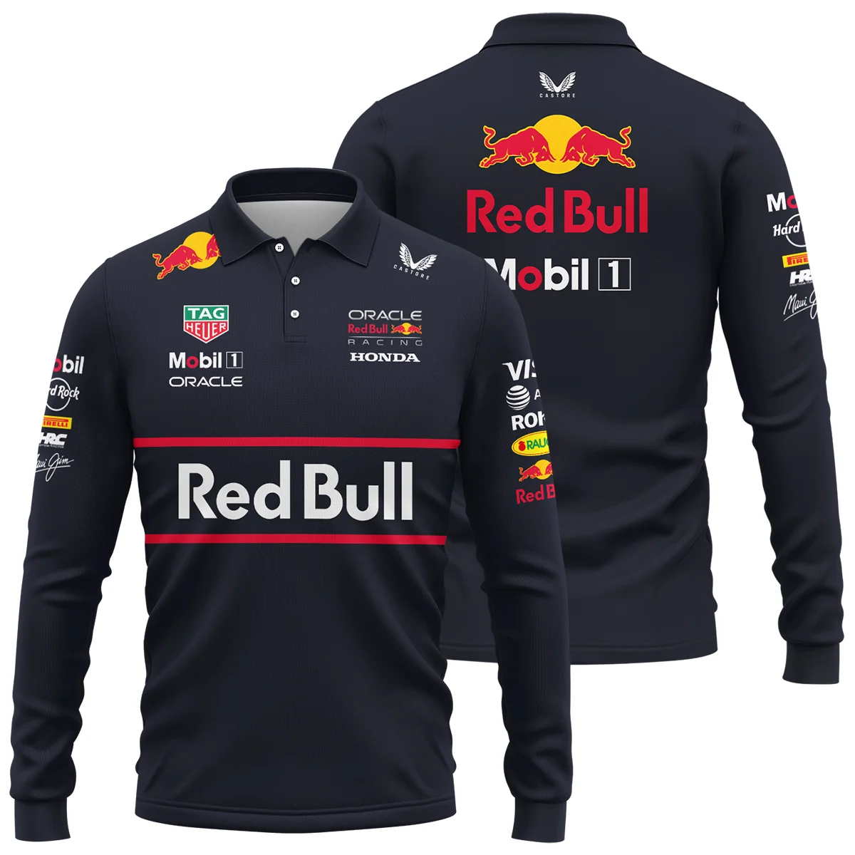 2025 Red Bull Racing F1 Long Polo Shirt All Over Prints BLRBR10525A2LPL