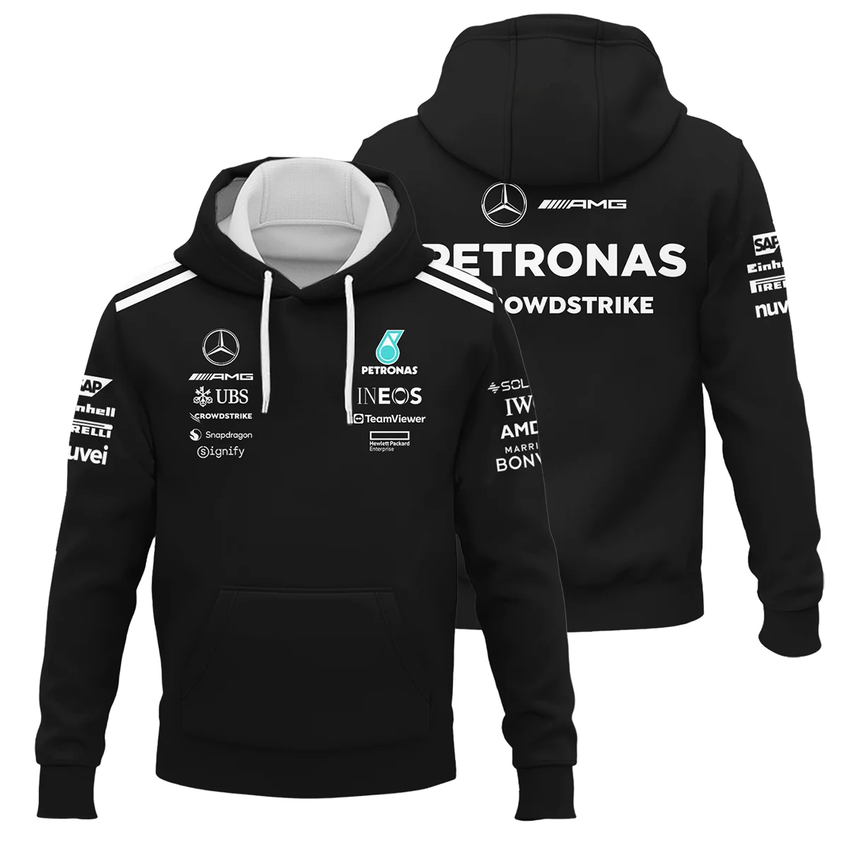 2025 Team Mercedes-AMG Petronas F1 Logo Hoodie Unisex Motorsport Apparel BLMER6525A1HD