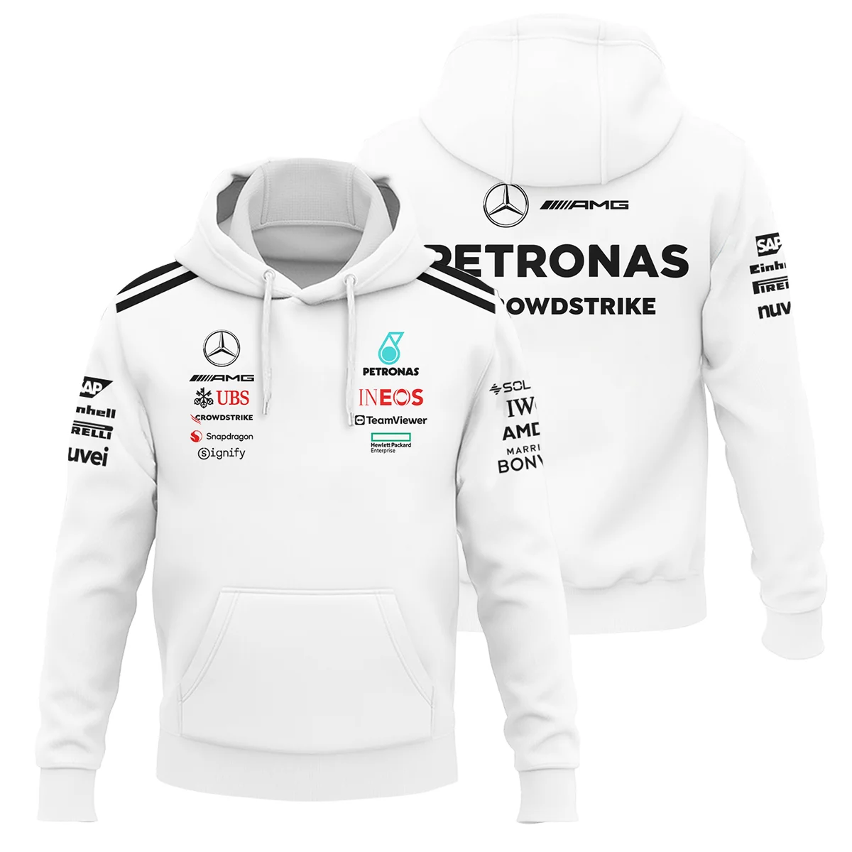 2025 Team Mercedes-AMG Petronas F1 Logo Hoodie Unisex Motorsport Apparel BLMER6525A2HD
