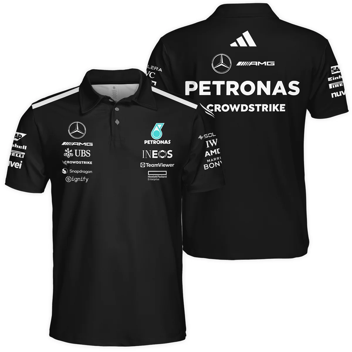2025 Team Mercedes-AMG Petronas F1 Polo Shirt All Over Prints Unisex Motorsport Apparel BLMER6525A1PL