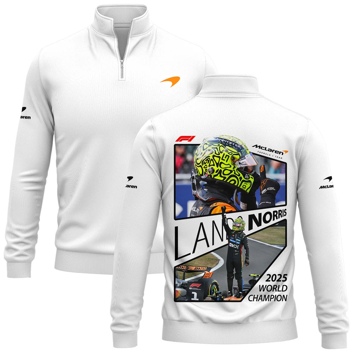 2025 WDC Lando Norris McLaren F1 Team Quarter-Zip Sweatshirt Unisex Motorsport Apparel BLNRWDCA4QZS