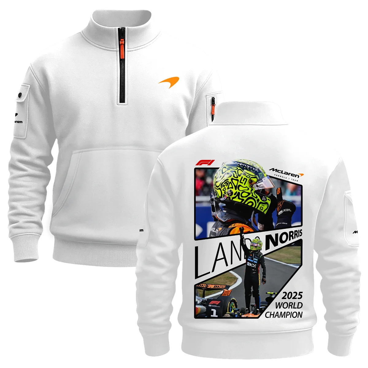 2025 WDC Lando Norris McLaren F1 Team Sweatshirt Zipper Unisex Motorsport Apparel BLNRWDCA4SHZ