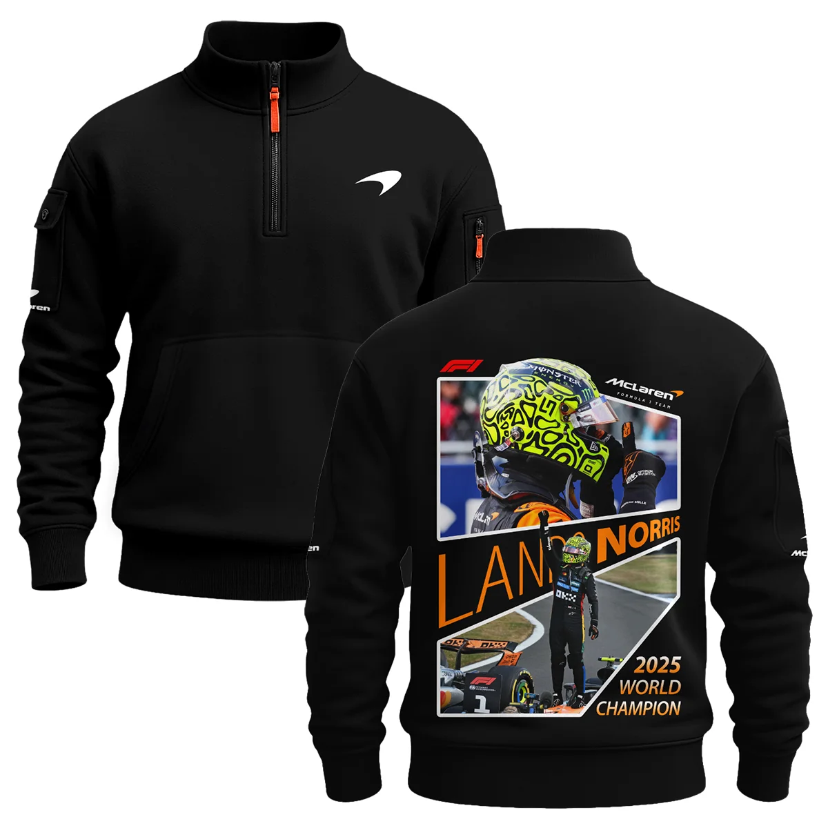 2025 WDC Lando Norris McLaren F1 Team Sweatshirt Zipper Unisex Motorsport Apparel BLNRWDCA5SHZ