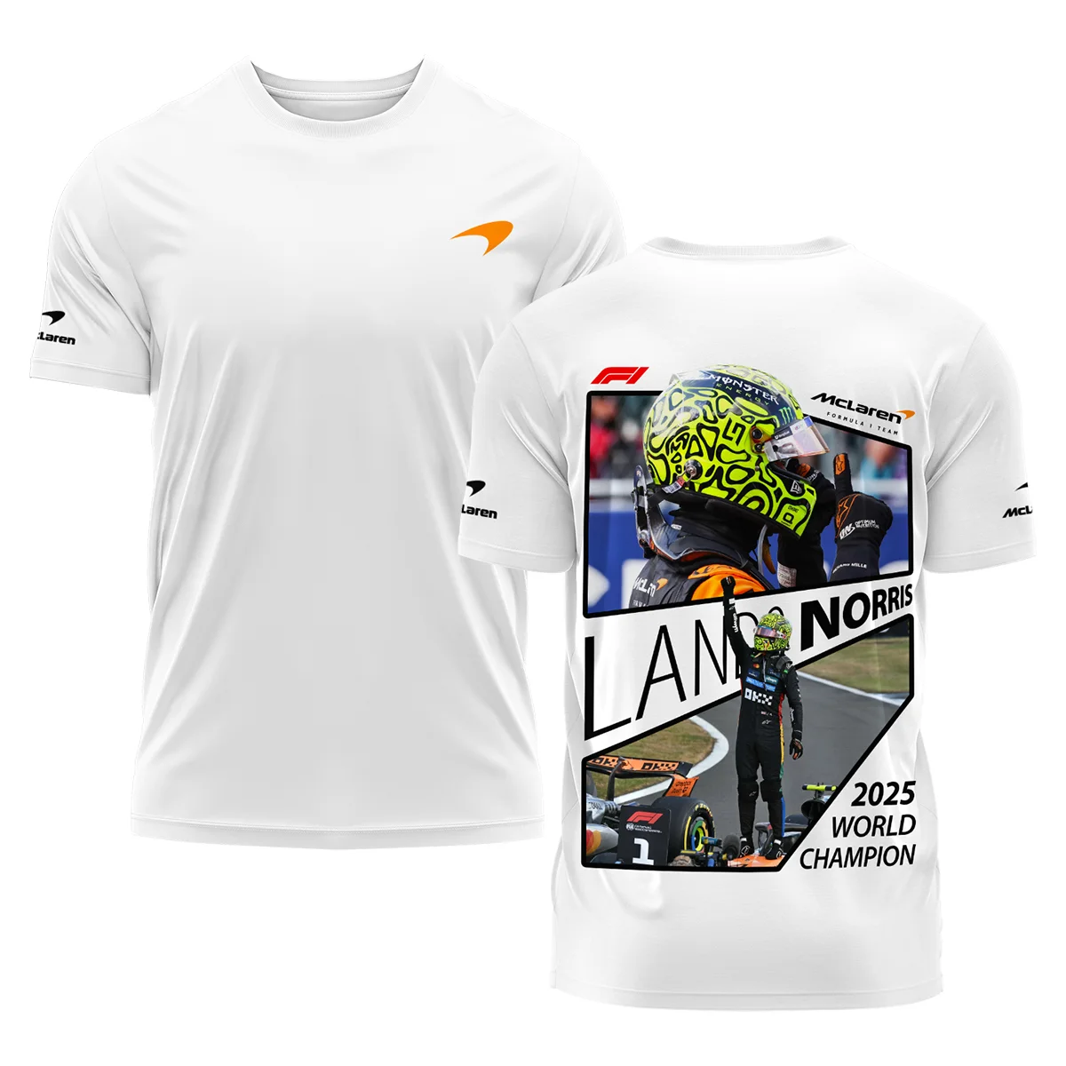 2025 WDC Lando Norris McLaren F1 Team T-Shirt Unisex Motorsport Apparel BLNRWDCA4TS