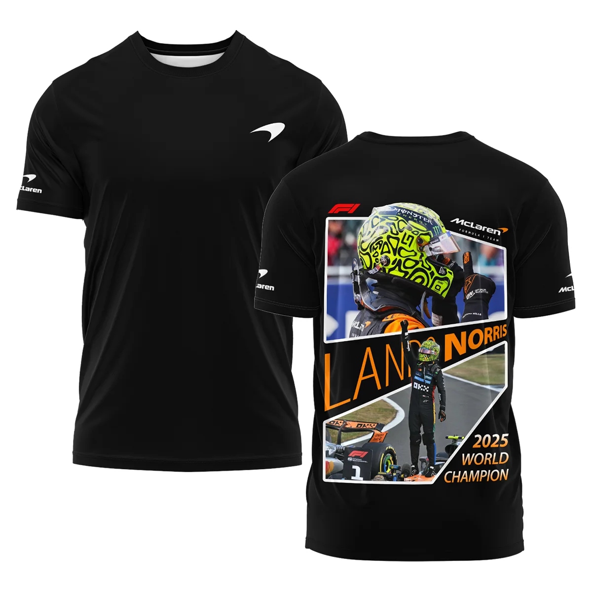 2025 WDC Lando Norris McLaren F1 Team T-Shirt Unisex Motorsport Apparel BLNRWDCA5TS