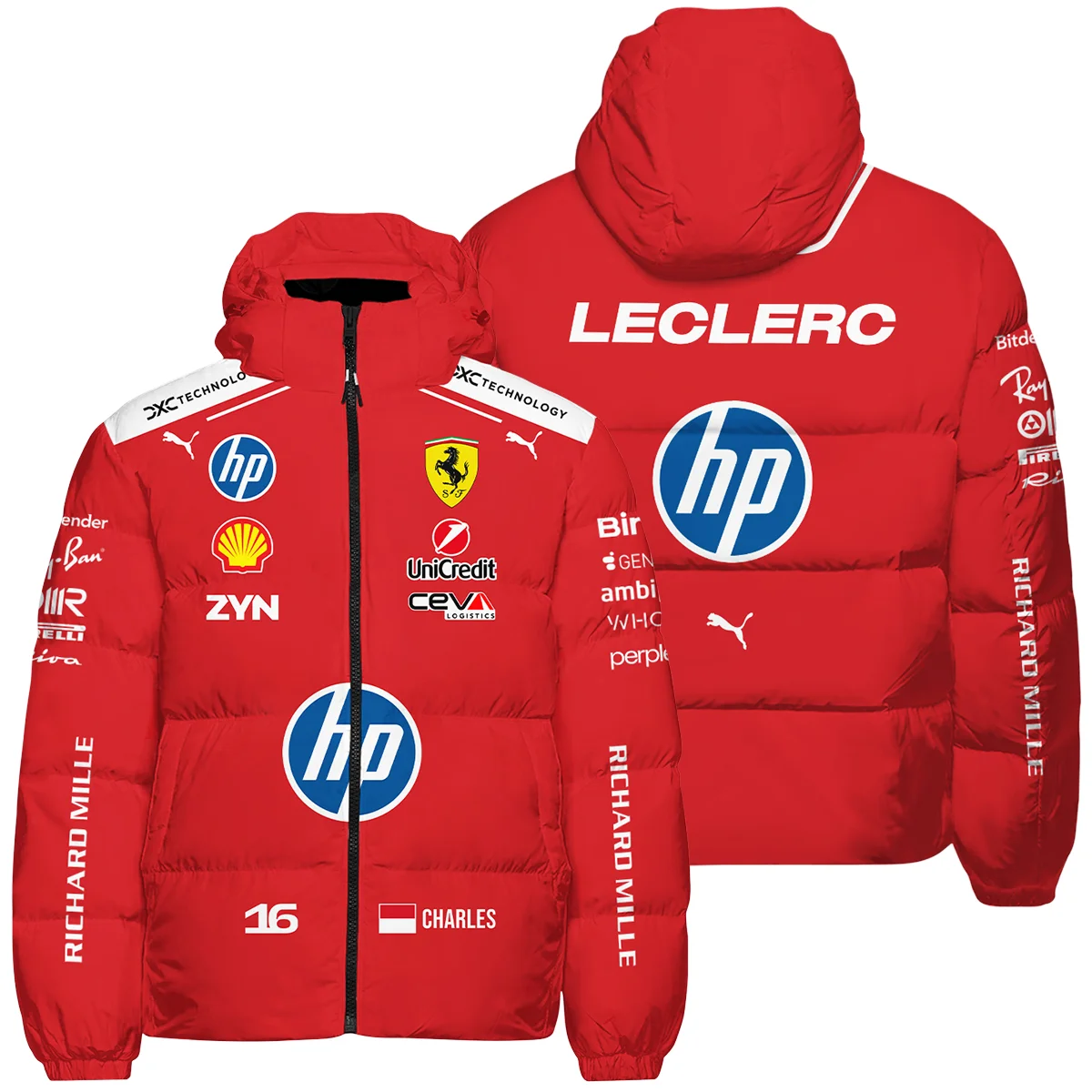 2026 Charles Leclerc Ferrari F1 Teamwear Down & Puffer Jackets Unisex Motorsport Apparel BLVAFRR2226A1HCJ