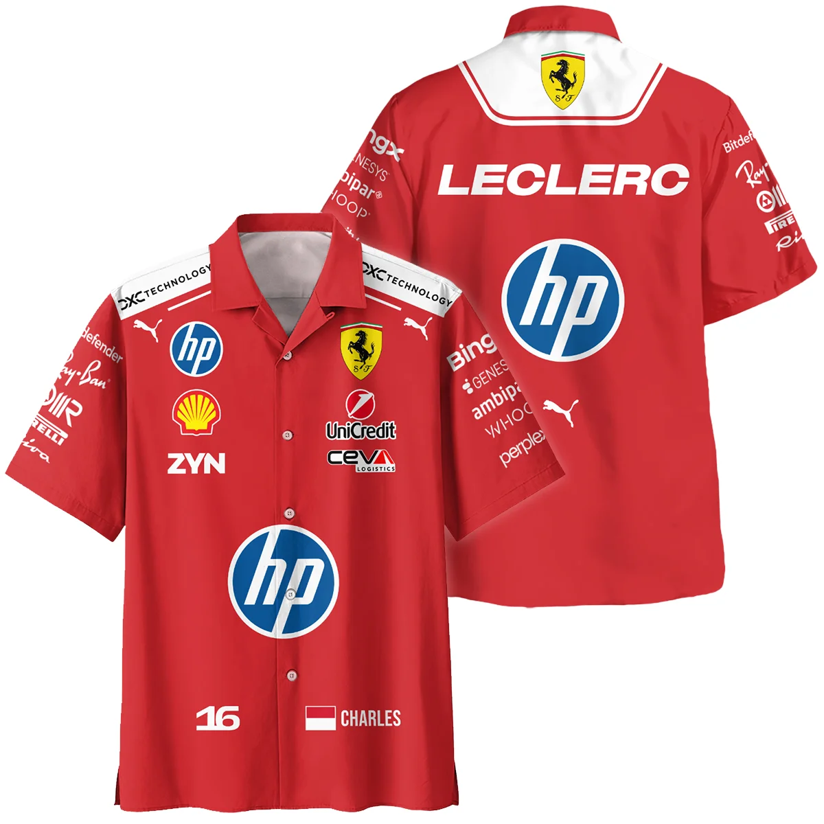 2026 Charles Leclerc Ferrari F1 Teamwear Hawaiian Shirt Unisex Motorsport Apparel BLVAFRR2226A1HW