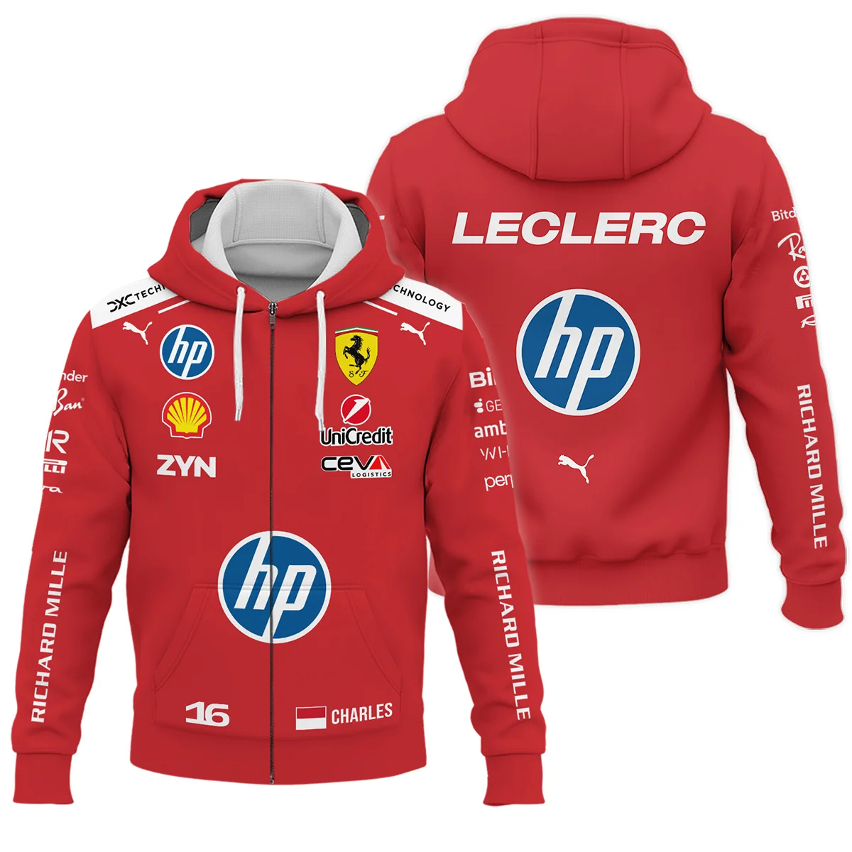 2026 Charles Leclerc Ferrari F1 Teamwear Zipper Hoodie BLVAFRR2226A1ZHD