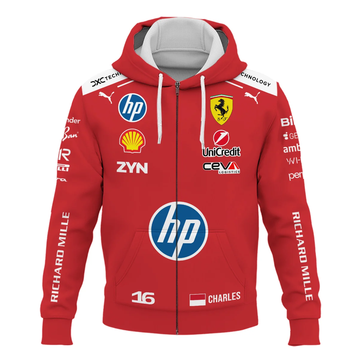 Alternative view of 2026 Charles Leclerc Ferrari F1 Teamwear Zipper Hoodie BLVAFRR2226A1ZHD
