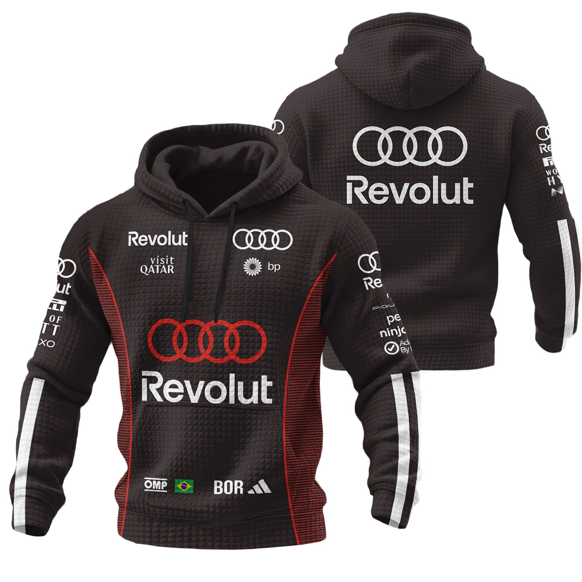 2026 Gabriel Bortoleto Audi F1 Teamwear For Fans Hoodie Quilted Waffle BLVAAUDI230125A02HQW
