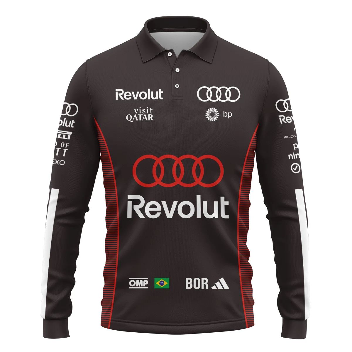 Alternative view of 2026 Gabriel Bortoleto Audi F1 Teamwear For Fans Long Polo Shirt BLVAAUDI230125A02LPL