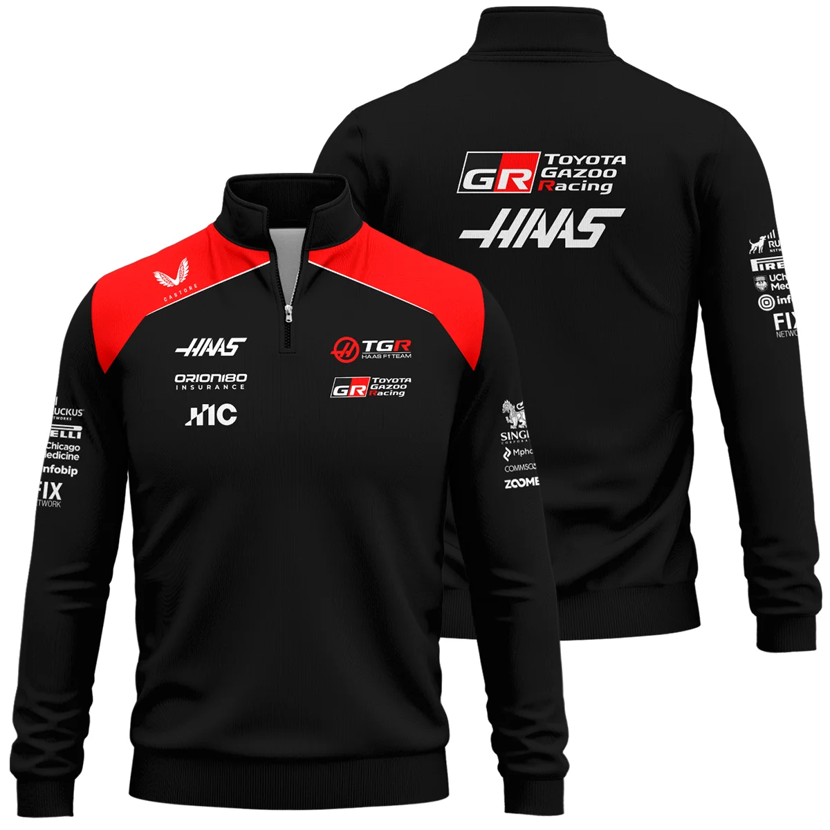 2026 Haas F1 Teamwear Quarter Zip Sweatshirt Unisex Motorsport Apparel BLVAHAAS9226A1QZS - Unisex Motorsport Apparel BLack