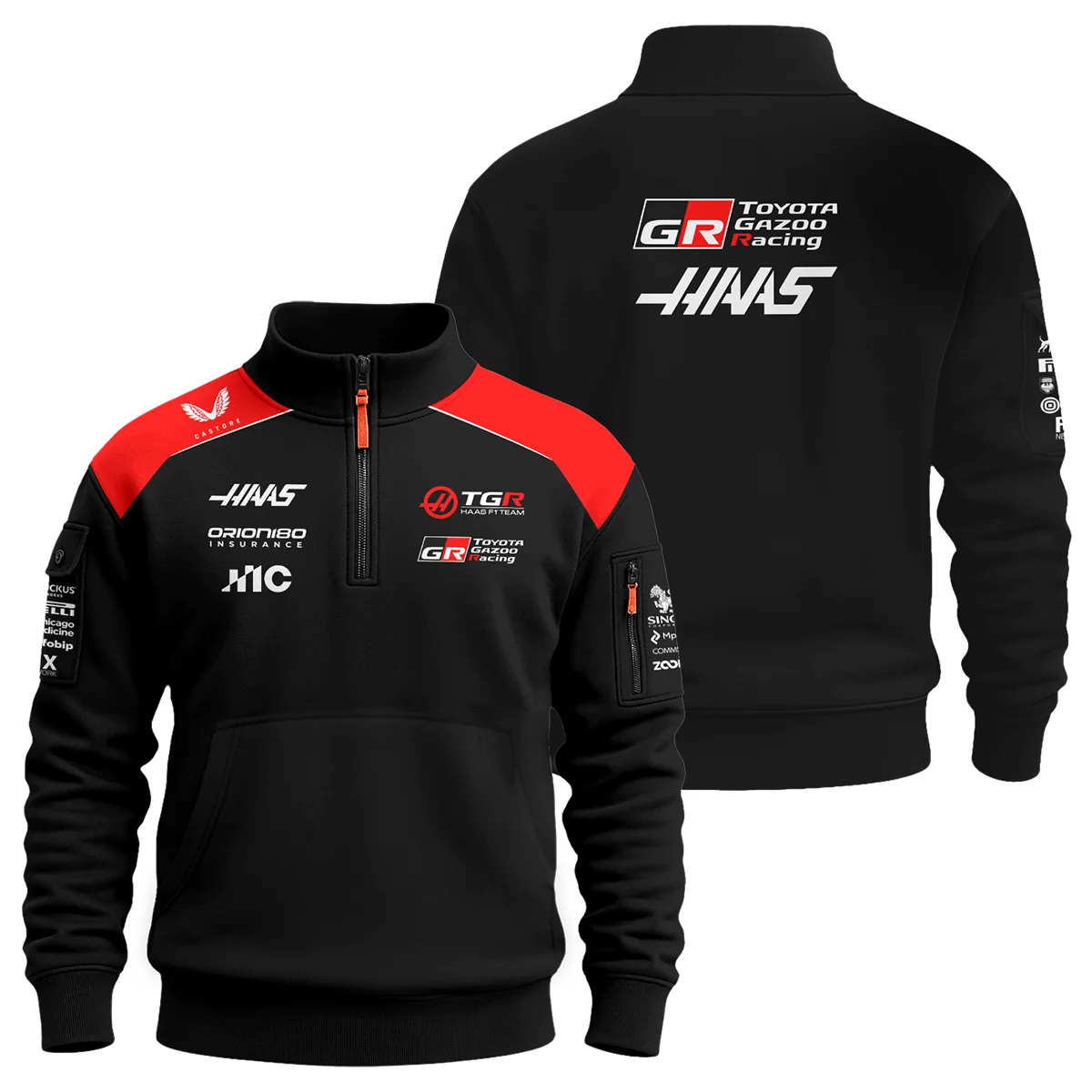 2026 Haas F1 Teamwear Sweatshirt Zipper Unisex Motorsport Apparel BLVAHAAS9226A1SHZ - Unisex Motorsport Apparel BLack