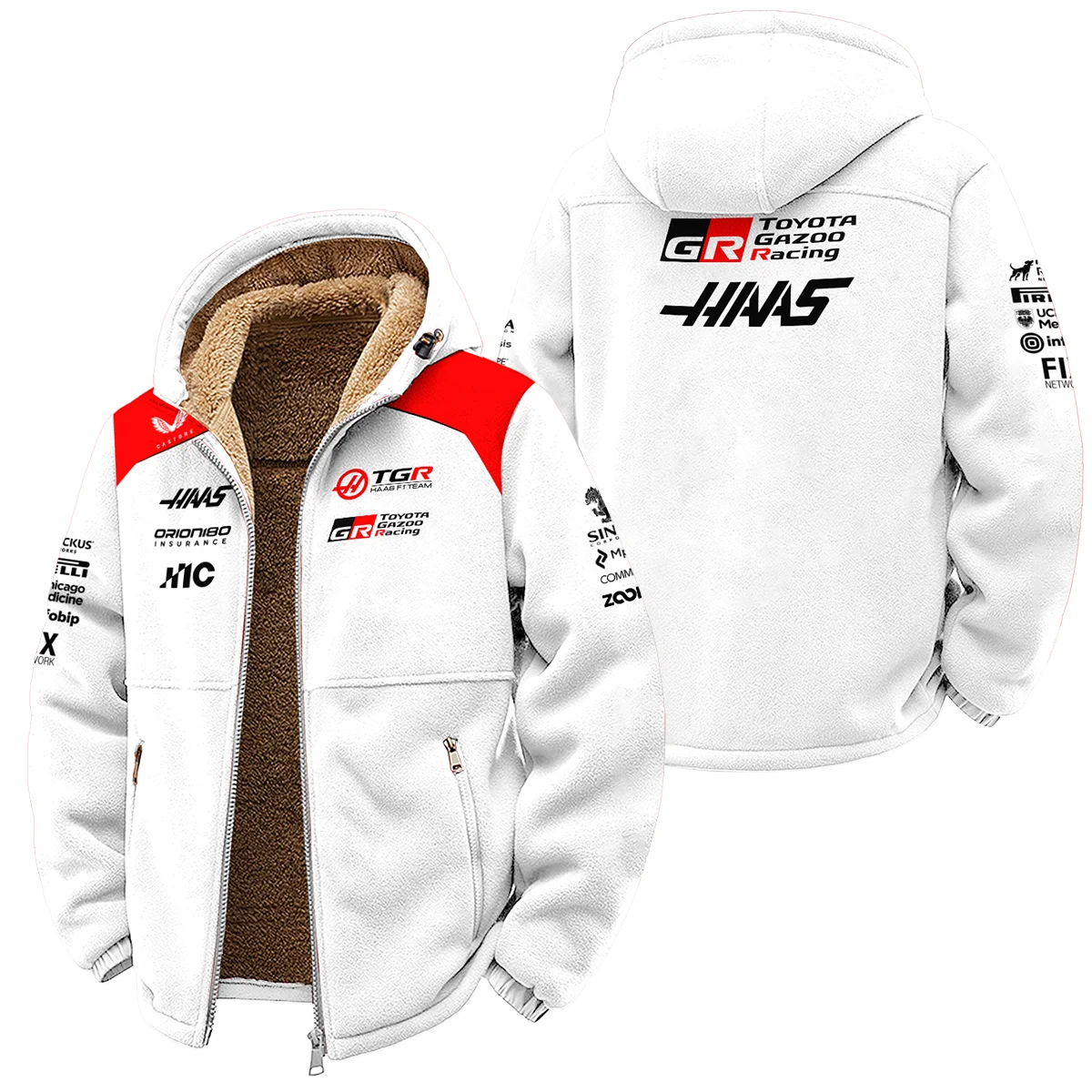 2026 Haas F1 Teamwear Winter Fleece Jacket Unisex Motorsport Apparel BLVAHAAS9226A2WFJ - White