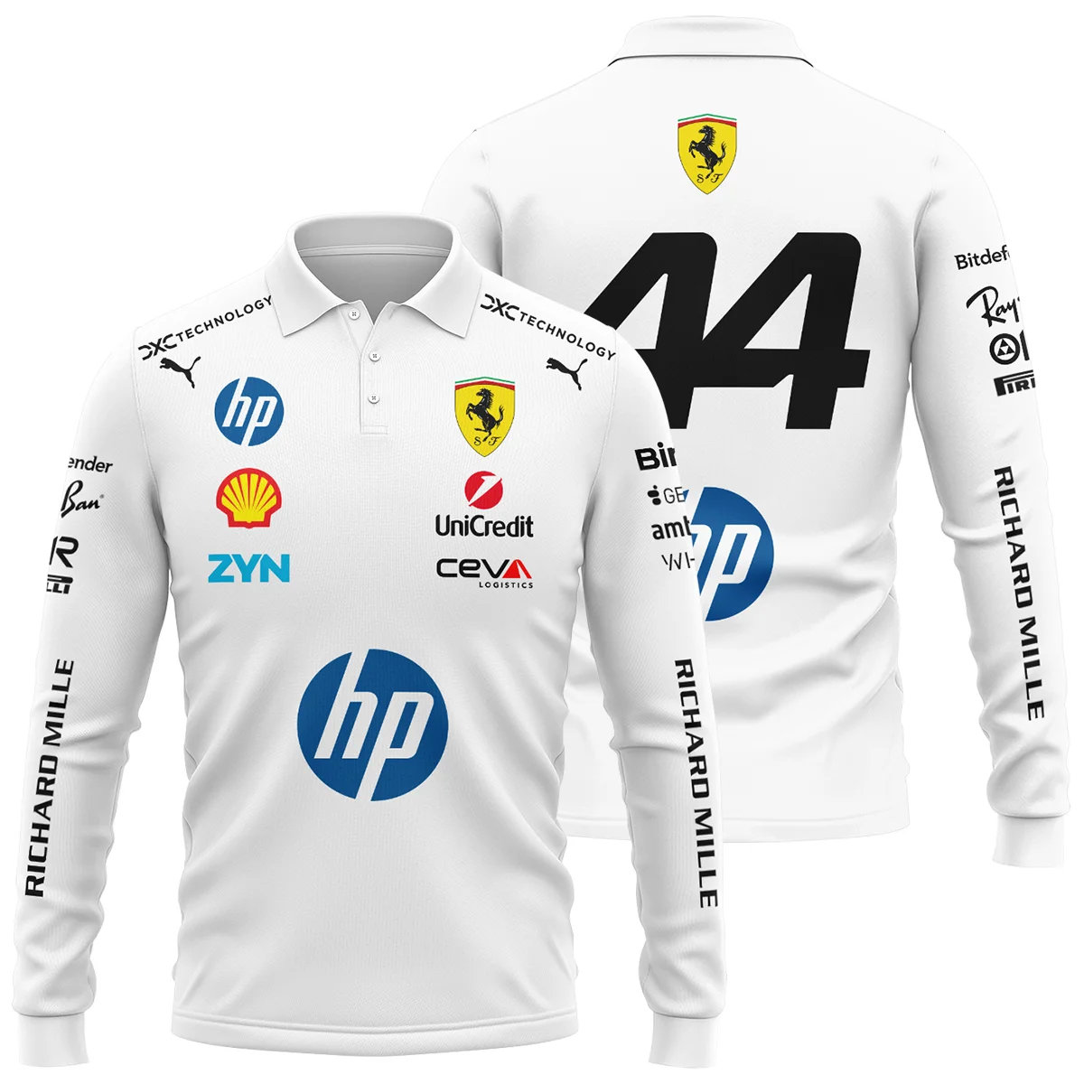 2026 Hamilton 44 Ferrari F1 Teamwear Long Polo Shirt Unisex Motorsport Apparel BLVAFRR2226A4LPL
