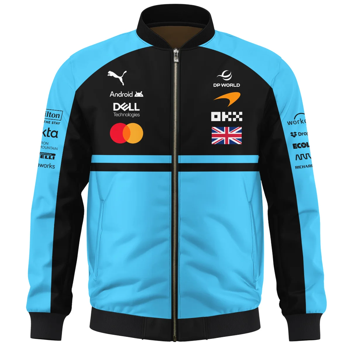 2026 Lando Norris McLaren F1 Teamwear Bomber BLNR26126A3BB - Cyan - Image 2