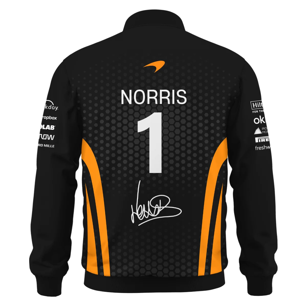 2026 Lando Norris McLaren F1 Teamwear Bomber BLNR26226A1BB - Orange - Image 3