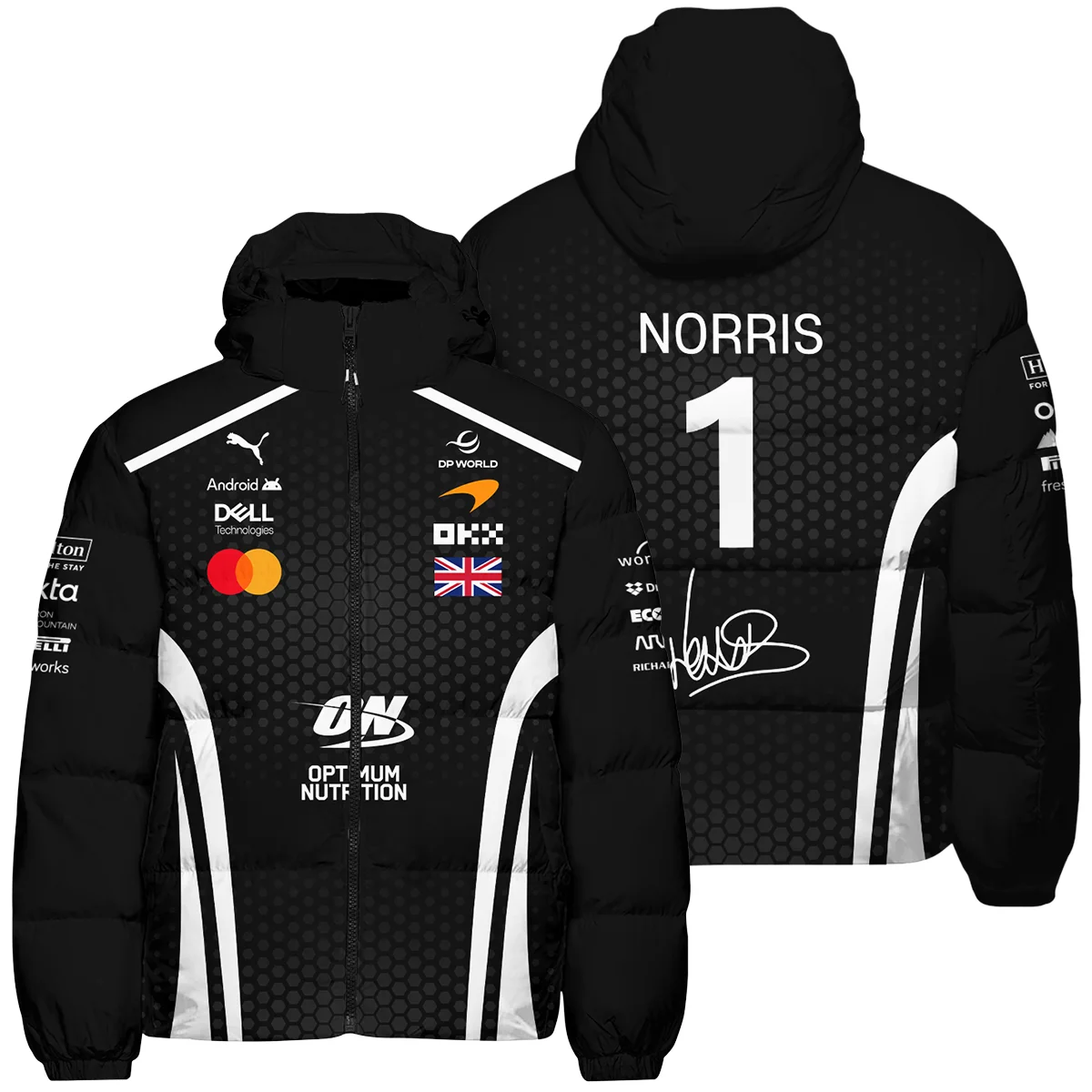 2026 Lando Norris McLaren F1 Teamwear Down & Puffer Jackets Unisex Motorsport Apparel BLNR26226A2HCJ - White