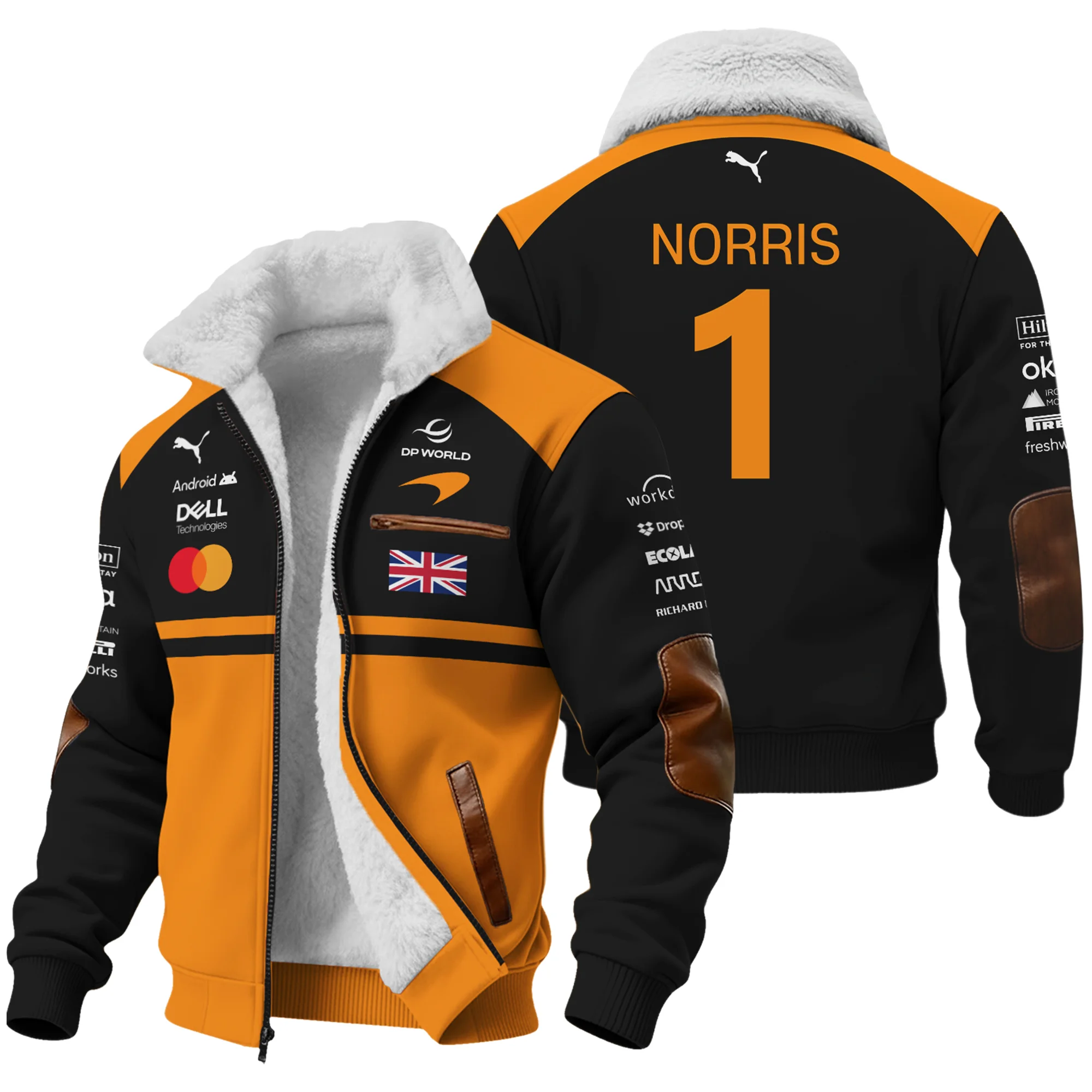 2026 Lando Norris McLaren F1 Teamwear Fleece Jacket Unisex Motorsport Apparel BLNR26126A1FJ - Orange