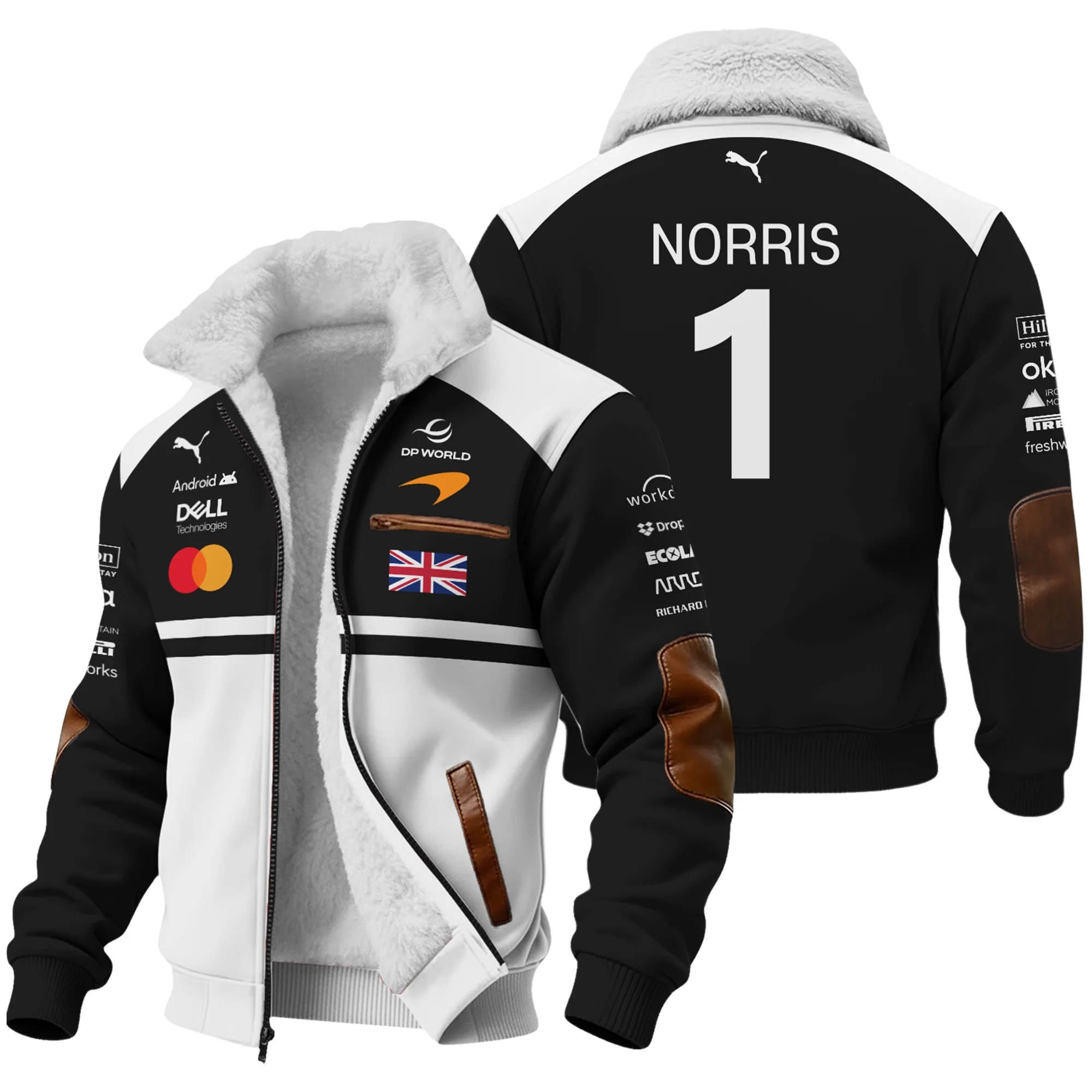 2026 Lando Norris McLaren F1 Teamwear Fleece Jacket Unisex Motorsport Apparel BLNR26126A2FJ - White
