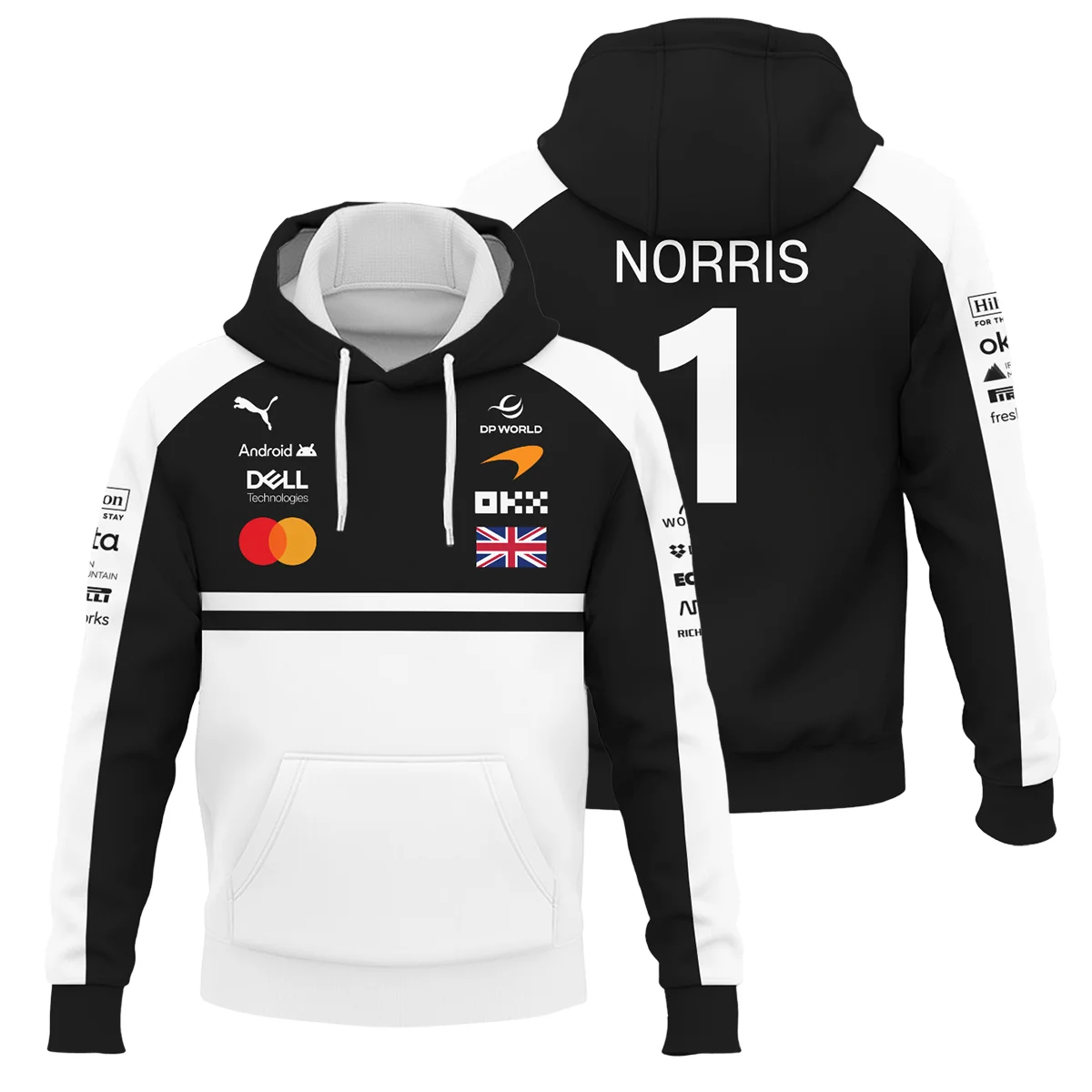 2026 Lando Norris McLaren F1 Teamwear Hoodie Unisex Motorsport Apparel BLNR26126A2HD - White